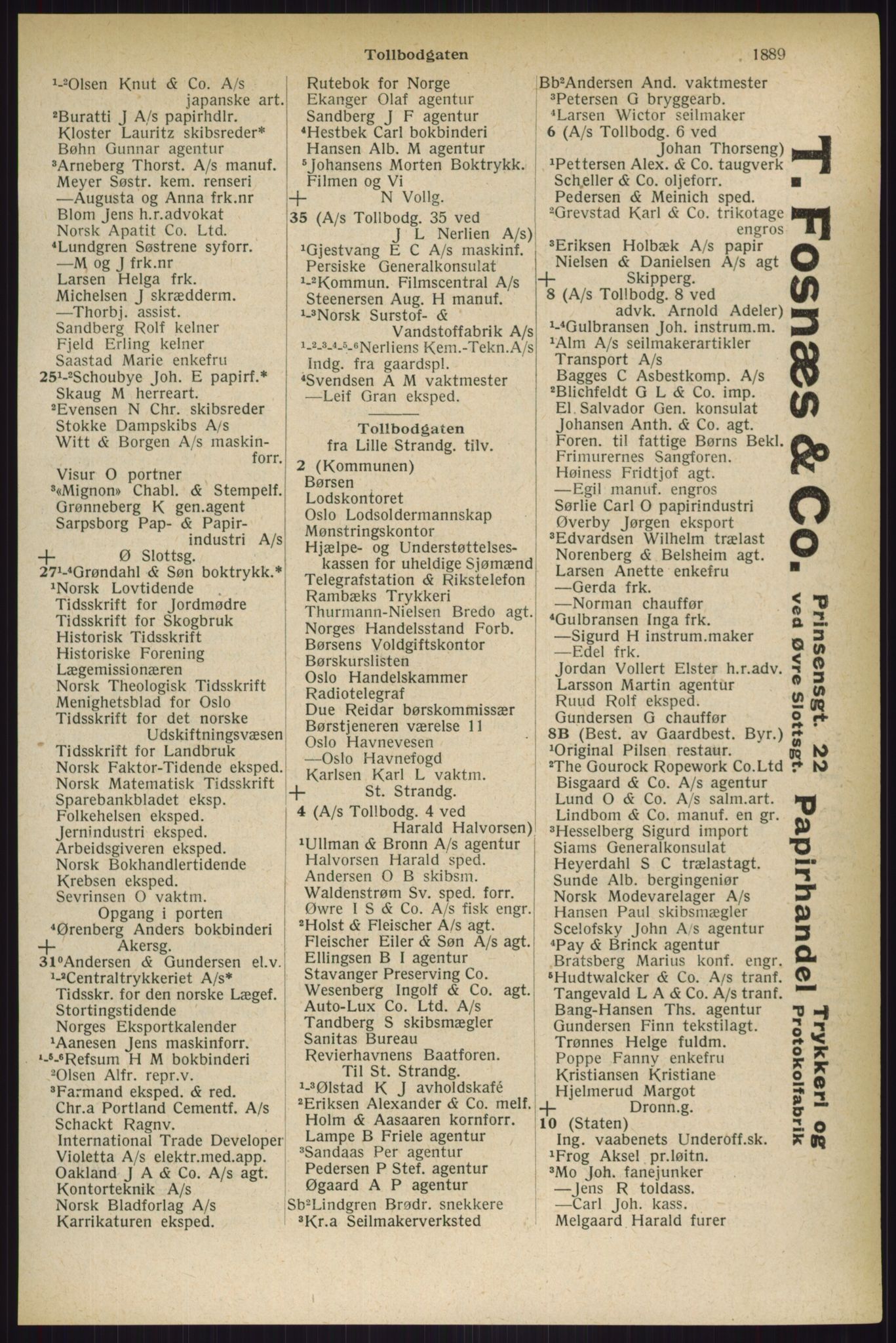 Kristiania/Oslo adressebok, PUBL/-, 1927, p. 1889