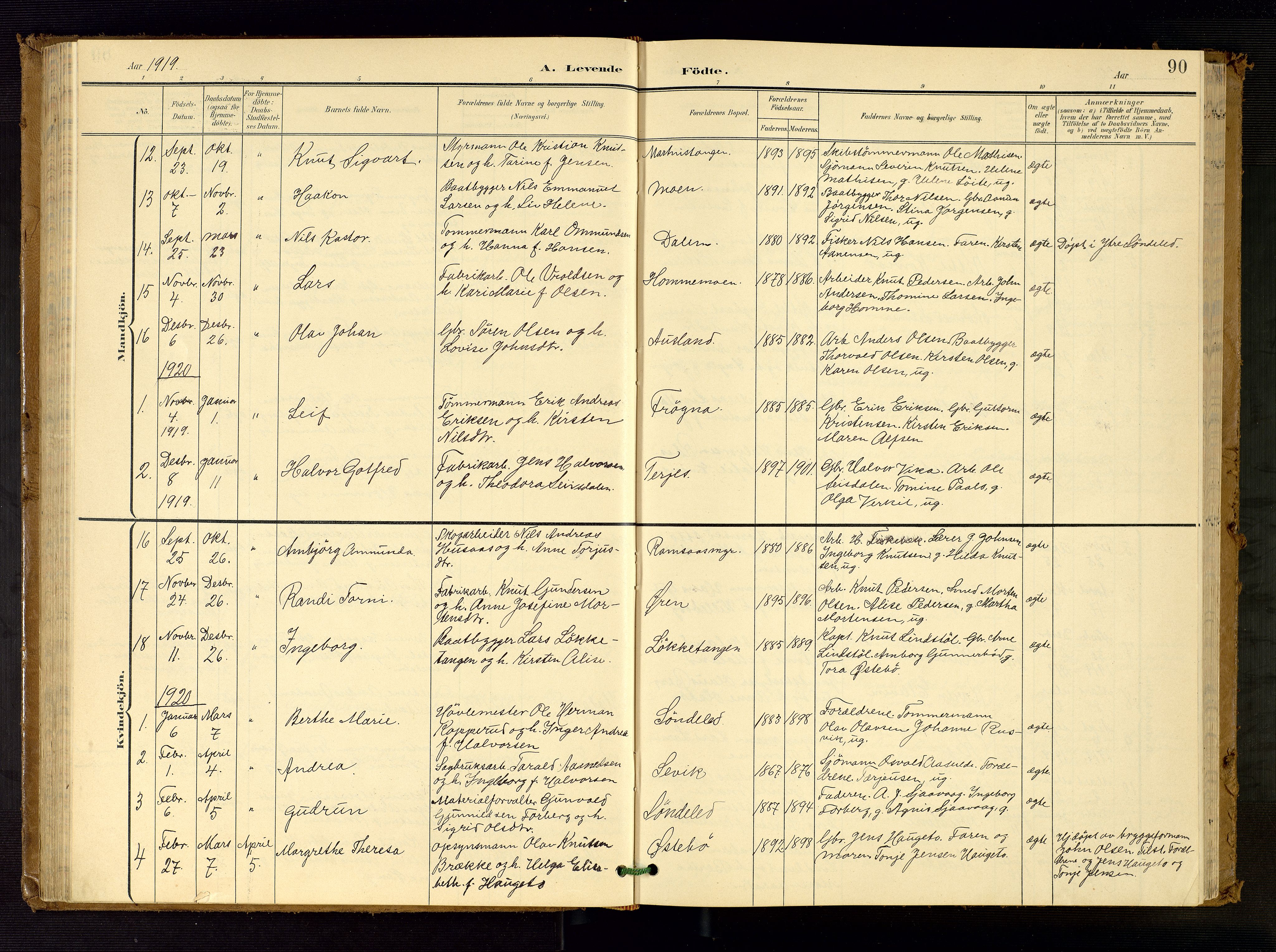 Søndeled sokneprestkontor, SAK/1111-0038/F/Fb/L0005: Parish register (copy) no. B 6, 1900-1962, p. 90