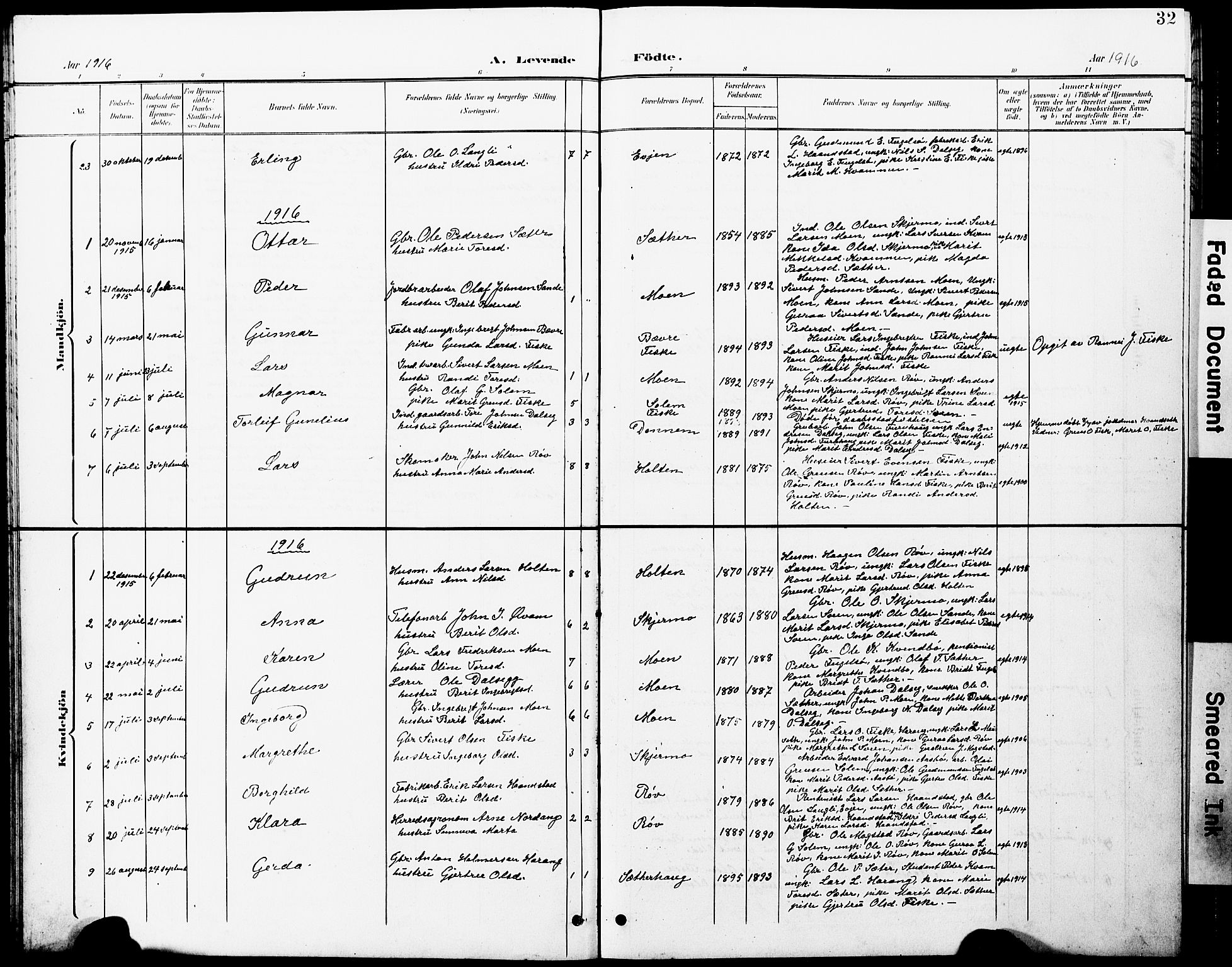 Ministerialprotokoller, klokkerbøker og fødselsregistre - Møre og Romsdal, SAT/A-1454/597/L1065: Parish register (copy) no. 597C02, 1899-1930, p. 32