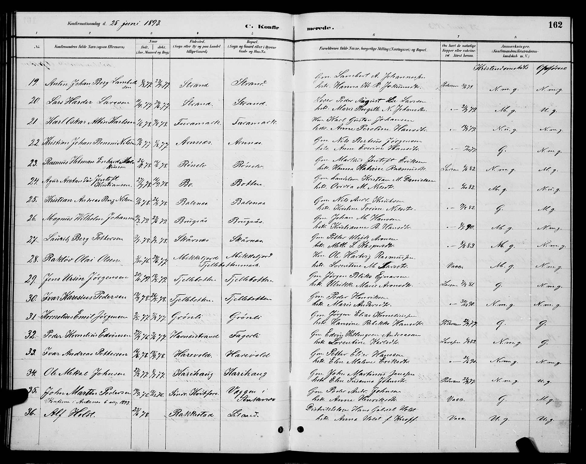 Ministerialprotokoller, klokkerbøker og fødselsregistre - Nordland, AV/SAT-A-1459/863/L0914: Parish register (copy) no. 863C04, 1886-1897, p. 162