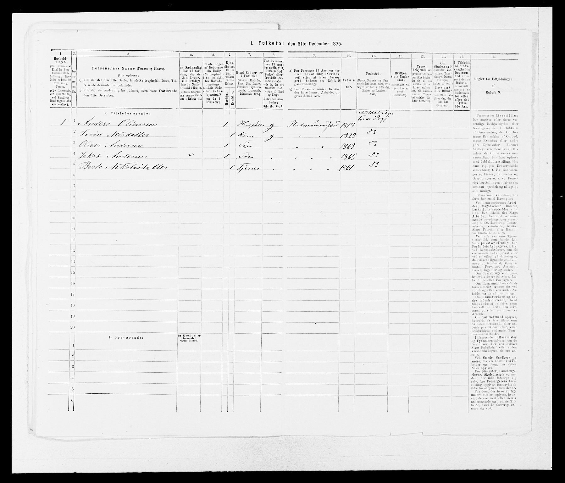 SAB, 1875 census for 1432P Førde, 1875, p. 1677