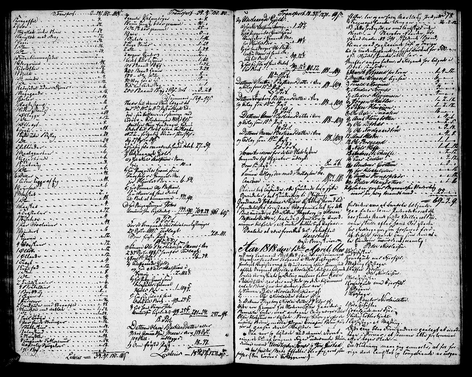 Inderøy sorenskriveri, AV/SAT-A-4147/1/3/3A/L0020: Skifteprotokoll, 1814-1818, p. 377b-378a