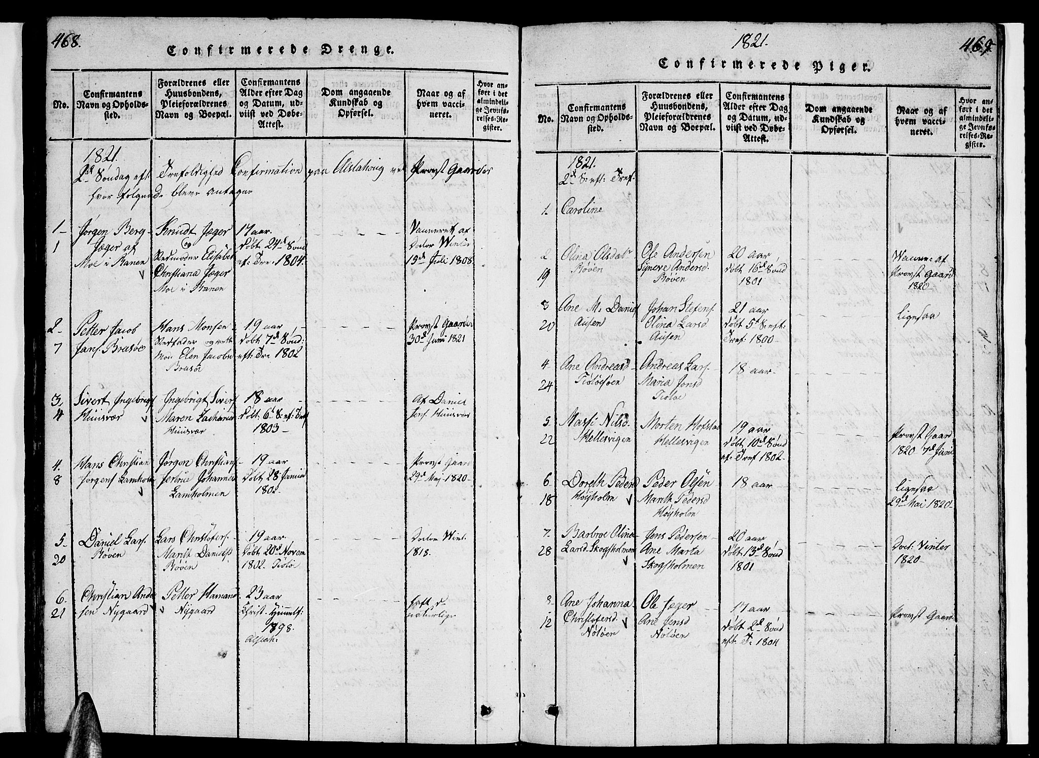 Ministerialprotokoller, klokkerbøker og fødselsregistre - Nordland, AV/SAT-A-1459/830/L0457: Parish register (copy) no. 830C01 /1, 1820-1842, p. 468-469