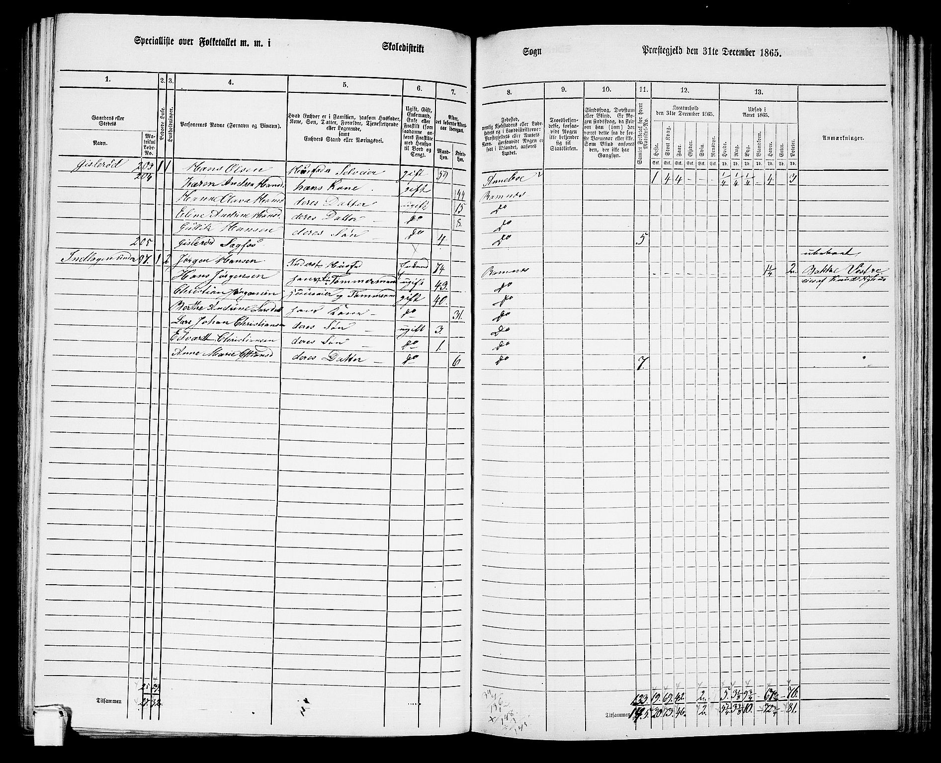 RA, 1865 census for Ramnes, 1865, p. 75