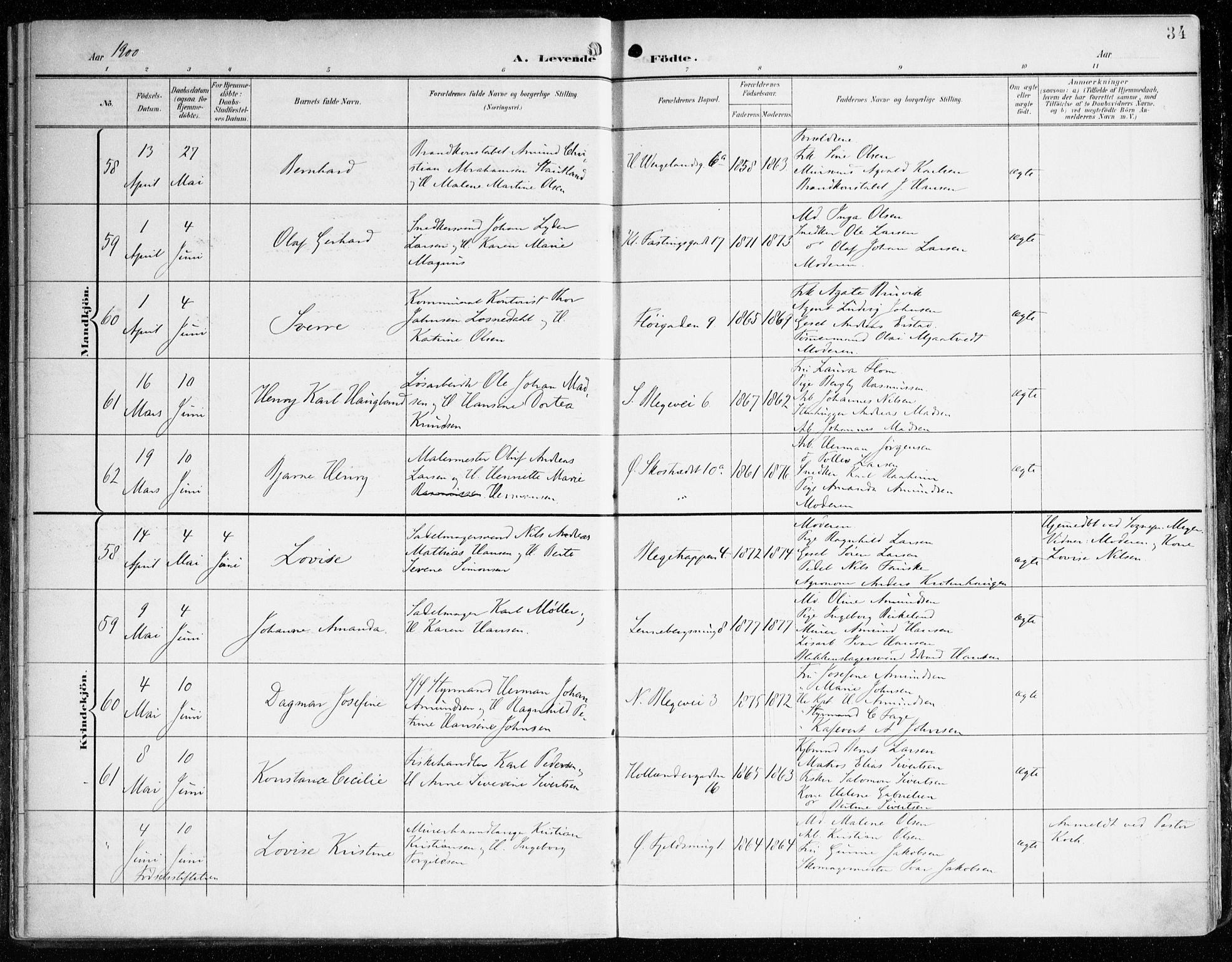 Korskirken sokneprestembete, SAB/A-76101/H/Haa/L0023: Parish register (official) no. B 9, 1899-1908, p. 34