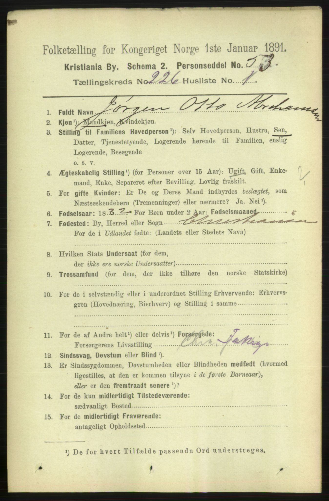 RA, 1891 census for 0301 Kristiania, 1891, p. 137476