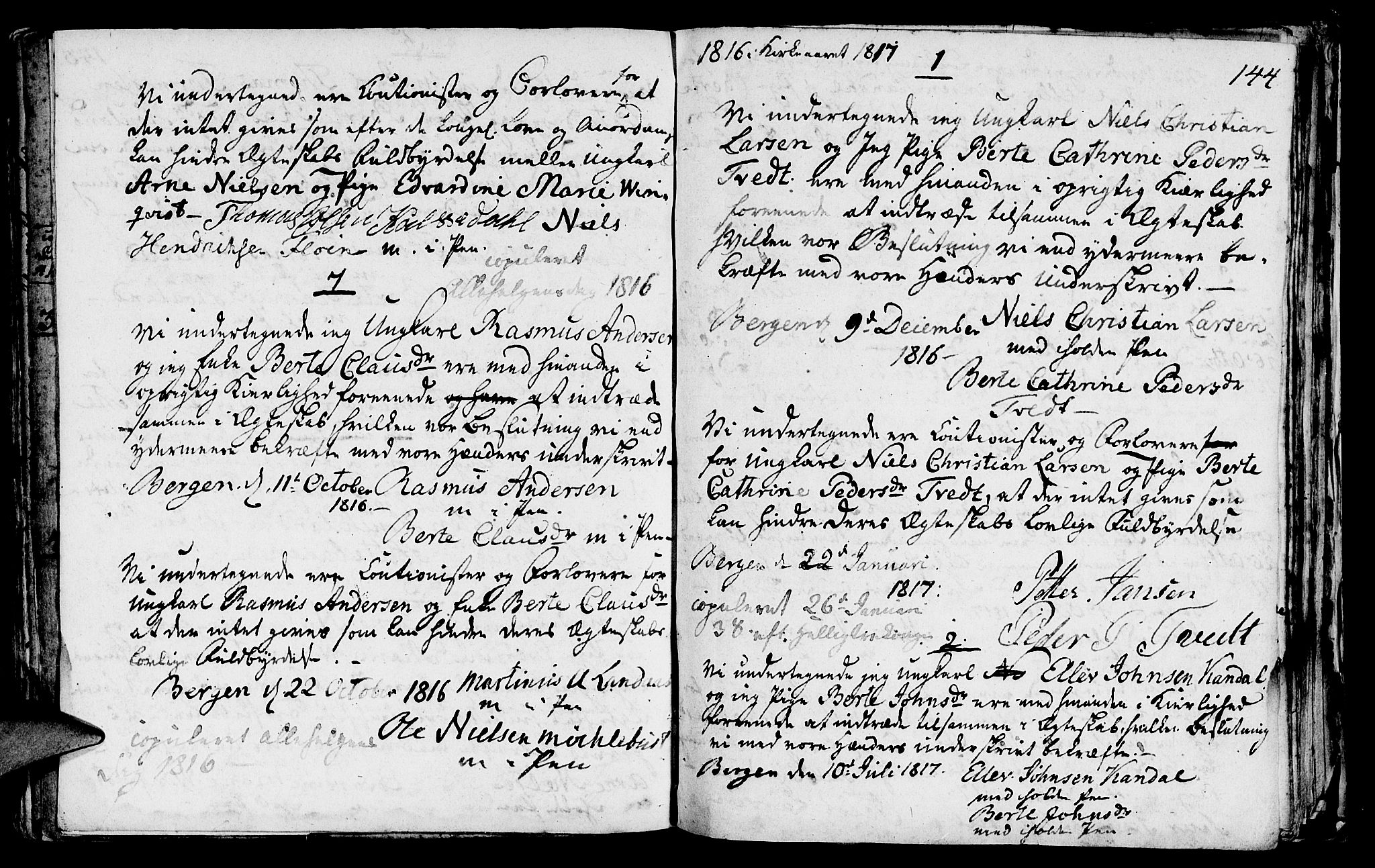 St. Jørgens hospital og Årstad sokneprestembete, SAB/A-99934: Parish register (official) no. A 1, 1743-1823, p. 144