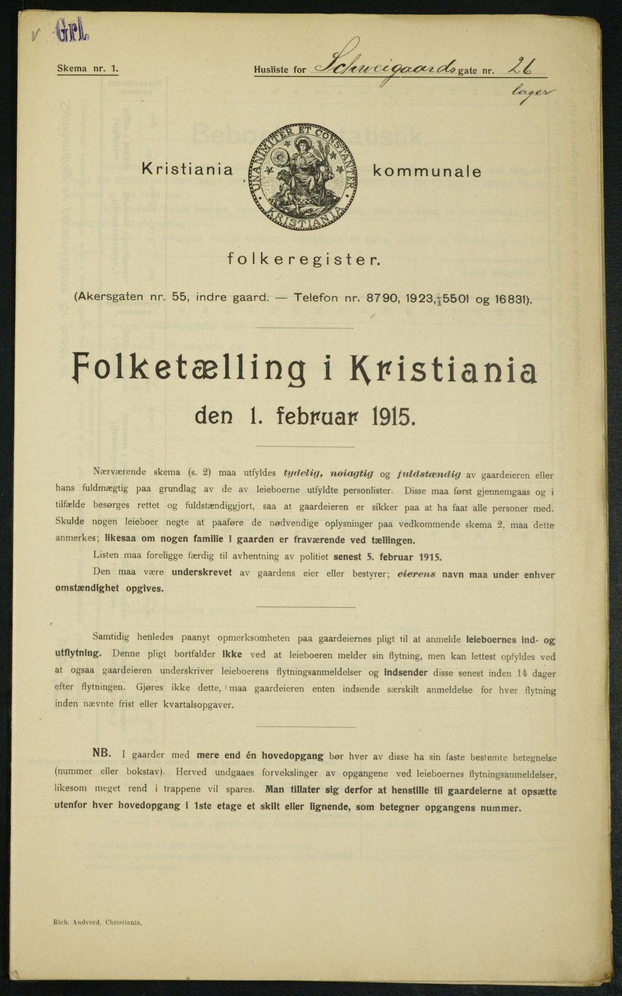 OBA, Municipal Census 1915 for Kristiania, 1915, p. 90453