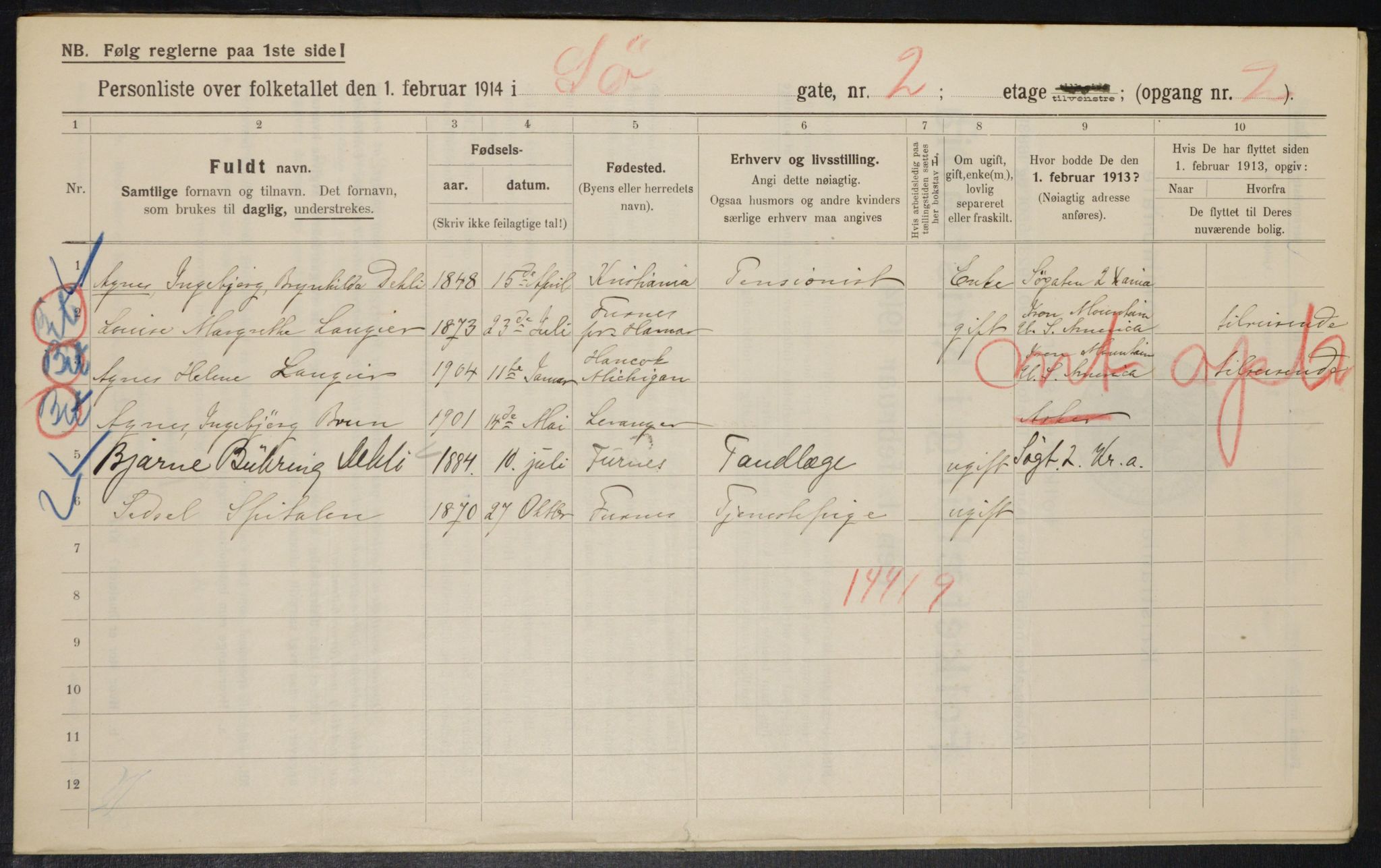 OBA, Municipal Census 1914 for Kristiania, 1914, p. 94968