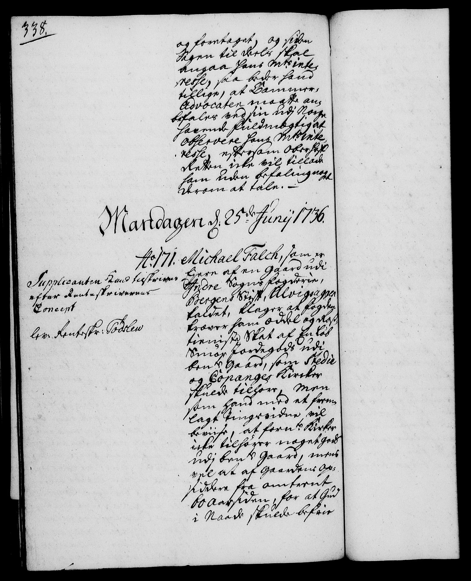 Rentekammeret, Kammerkanselliet, AV/RA-EA-3111/G/Gh/Gha/L0018: Norsk ekstraktmemorialprotokoll (merket RK 53.63), 1735-1736, p. 338