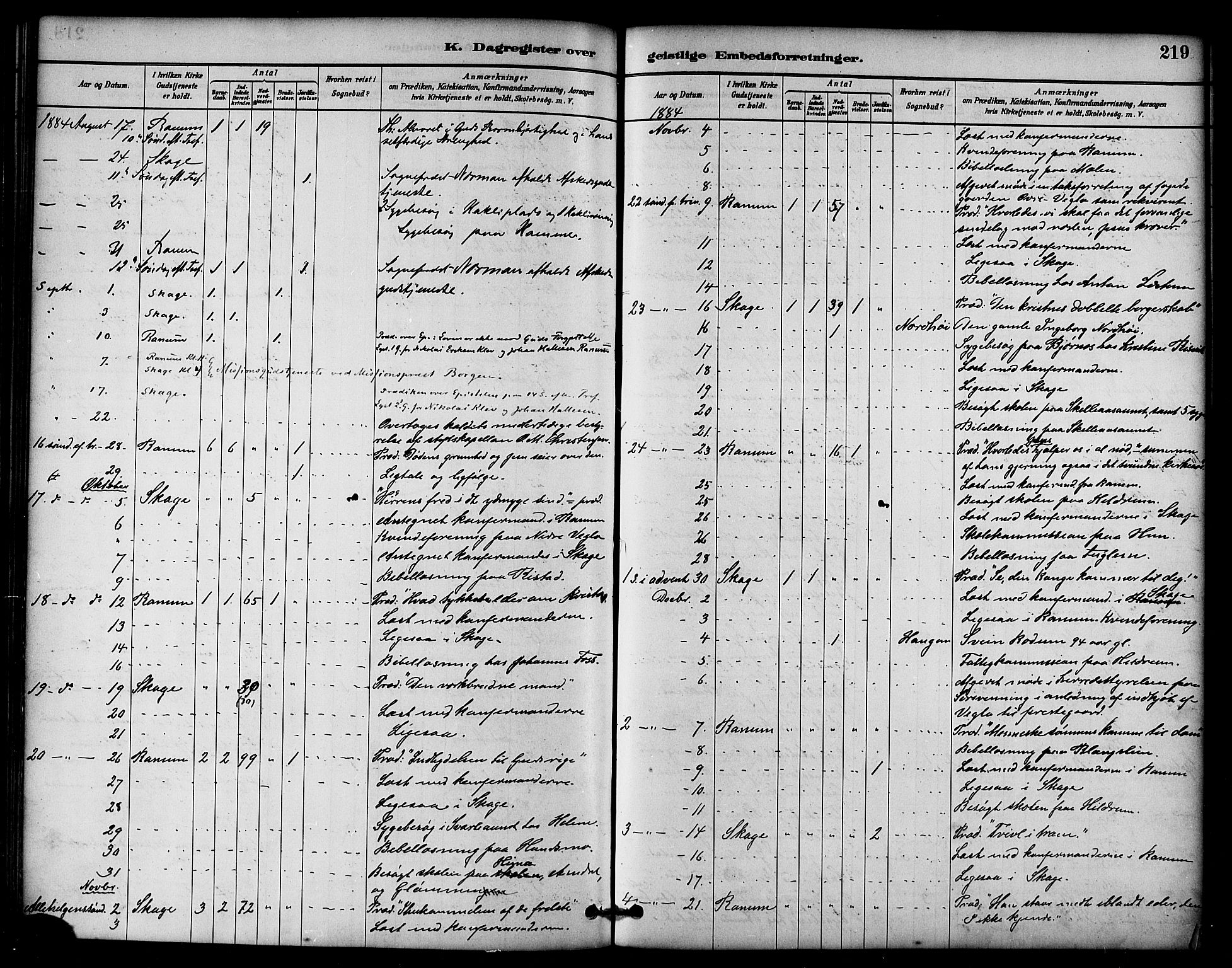Ministerialprotokoller, klokkerbøker og fødselsregistre - Nord-Trøndelag, SAT/A-1458/764/L0555: Parish register (official) no. 764A10, 1881-1896, p. 219