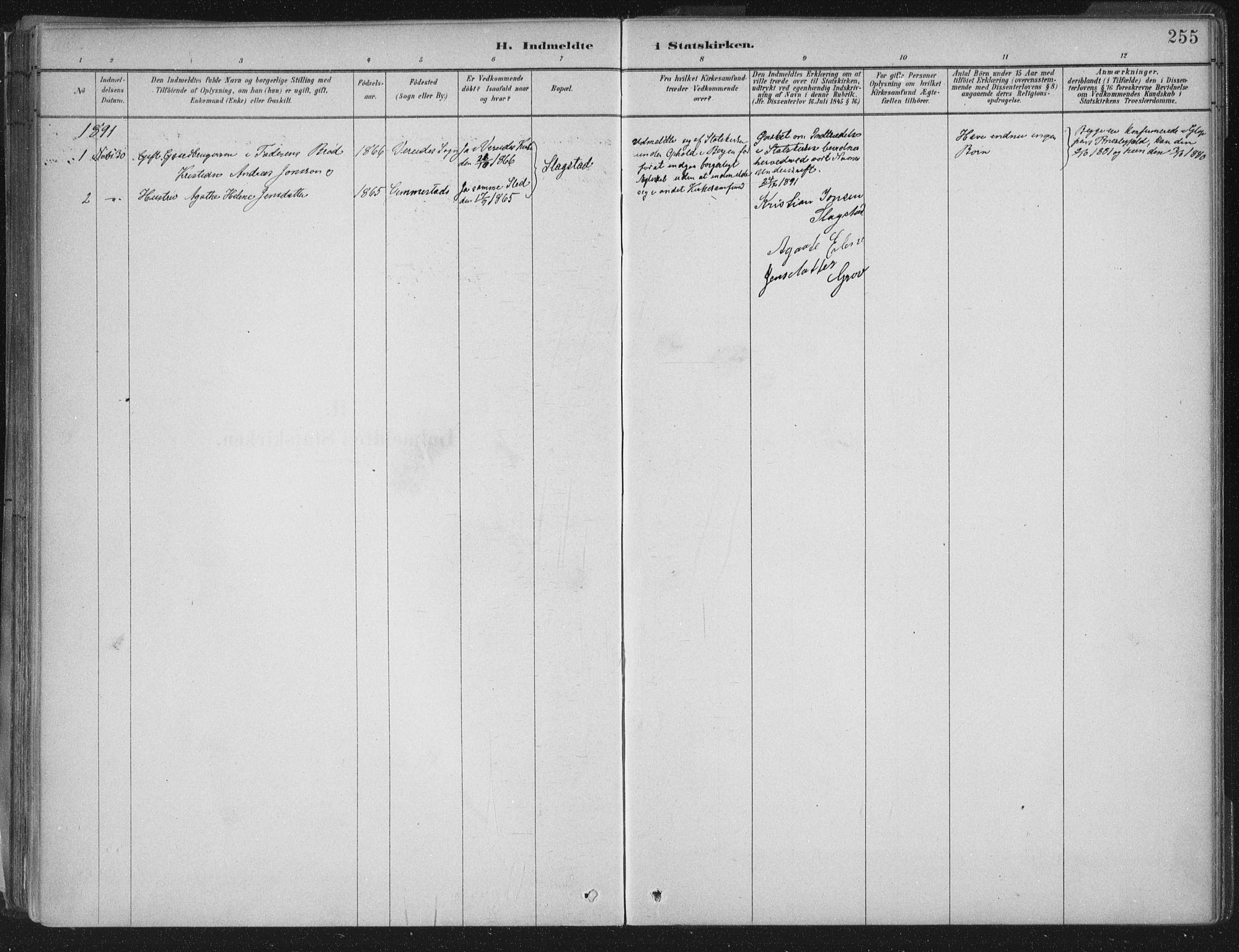 Gloppen sokneprestembete, AV/SAB-A-80101/H/Haa/Haab/L0001: Parish register (official) no. B  1, 1885-1905, p. 255