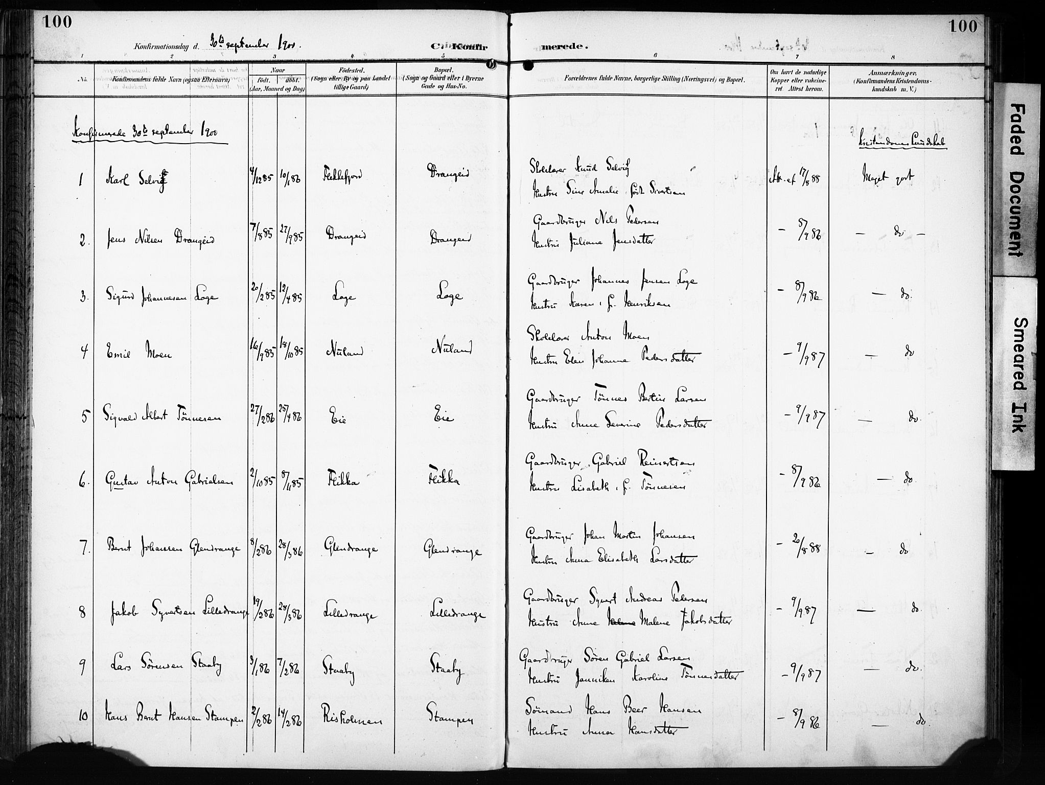 Flekkefjord sokneprestkontor, AV/SAK-1111-0012/F/Fa/Fac/L0009: Parish register (official) no. A 9, 1899-1909, p. 100