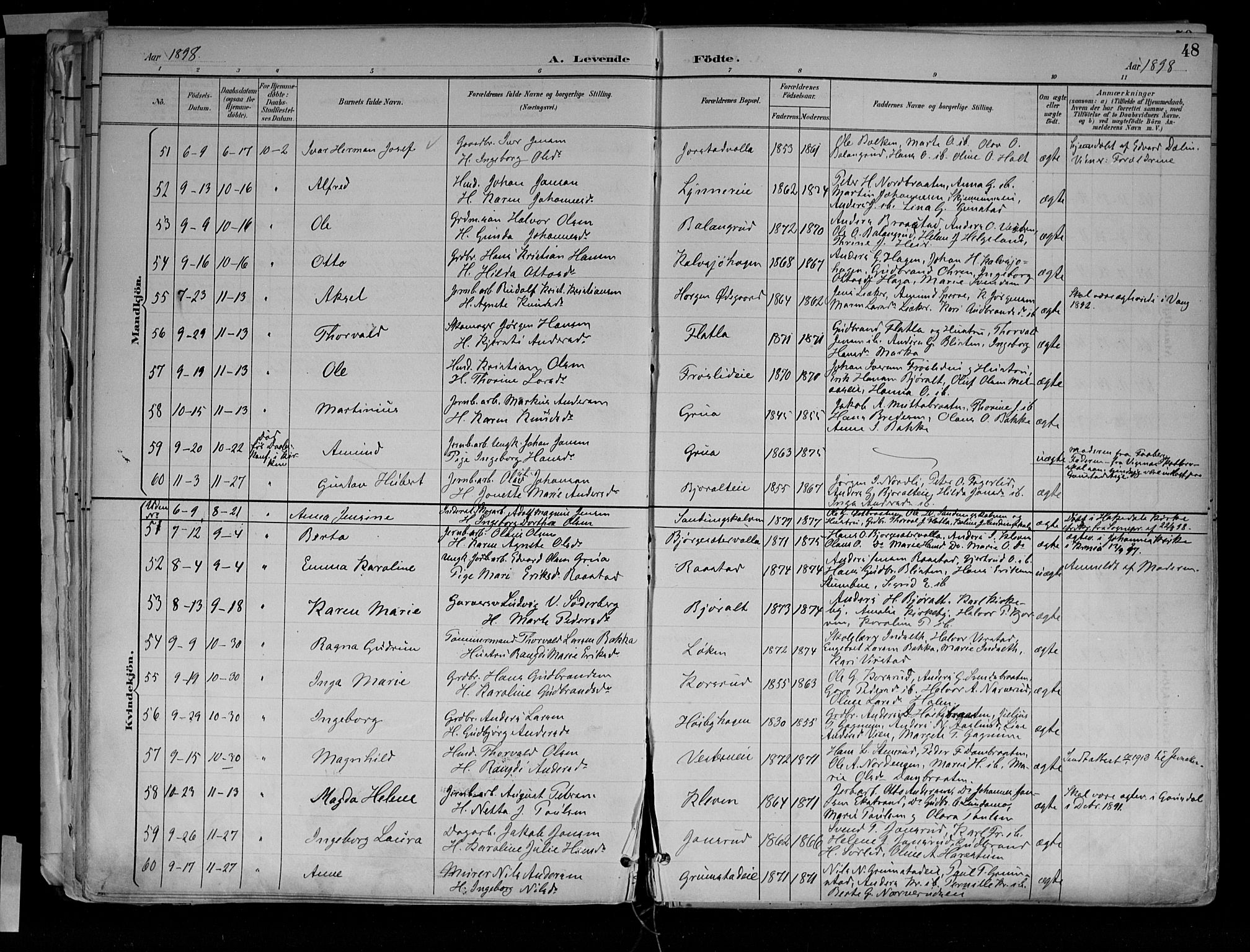 Jevnaker prestekontor, SAH/PREST-116/H/Ha/Haa/L0010: Parish register (official) no. 10, 1891-1906, p. 48
