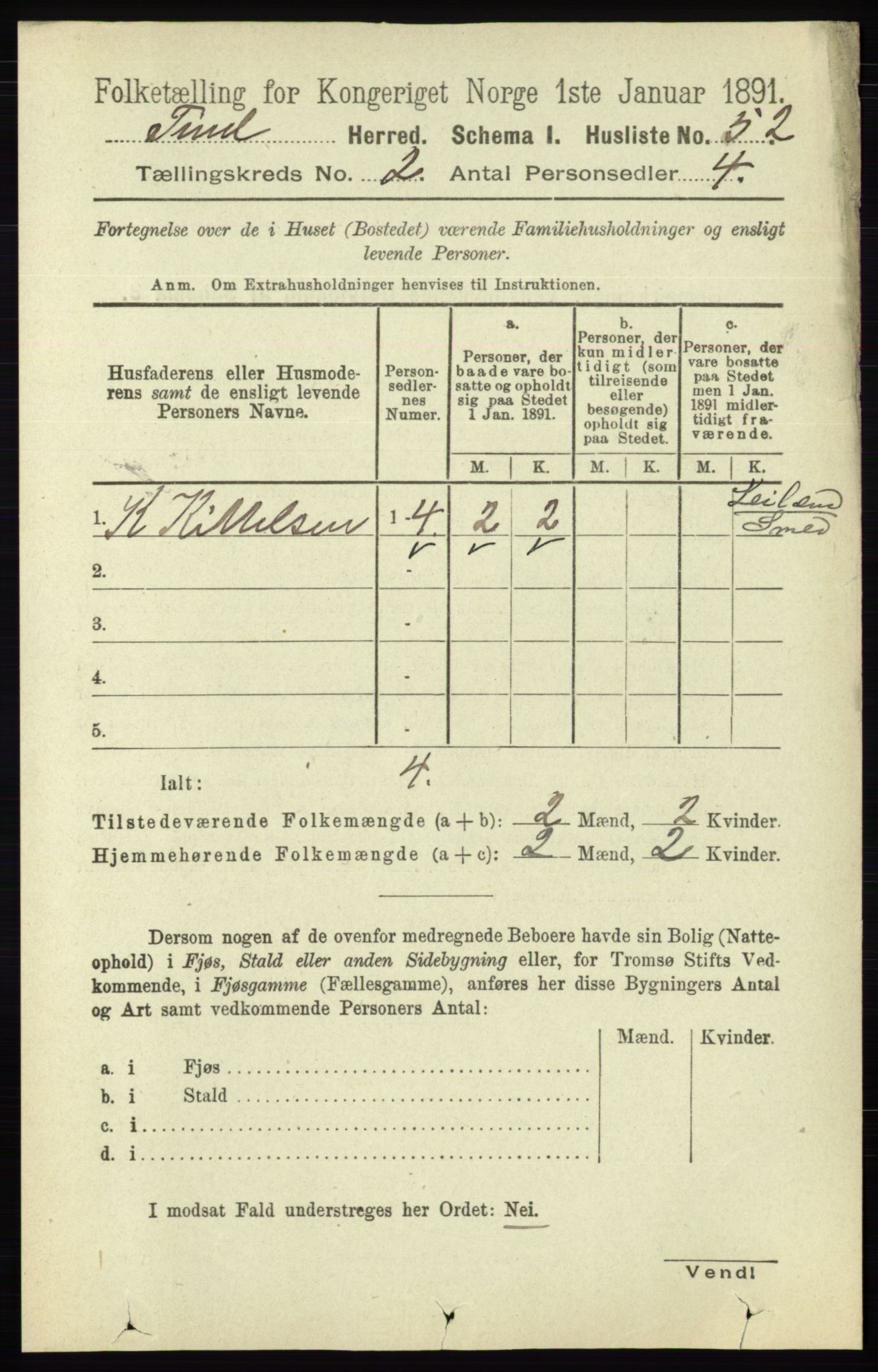 RA, 1891 census for 0826 Tinn, 1891, p. 142