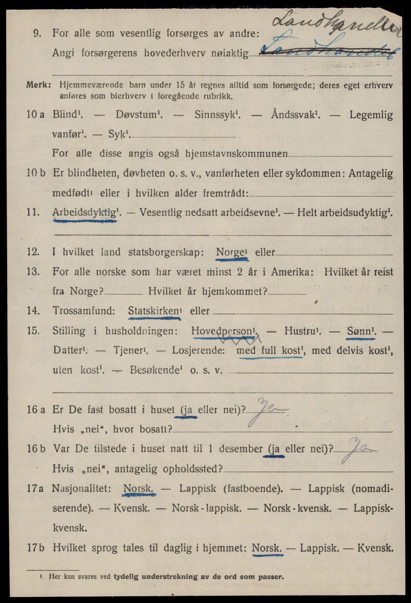 SAT, 1920 census for Ørland, 1920, p. 2472