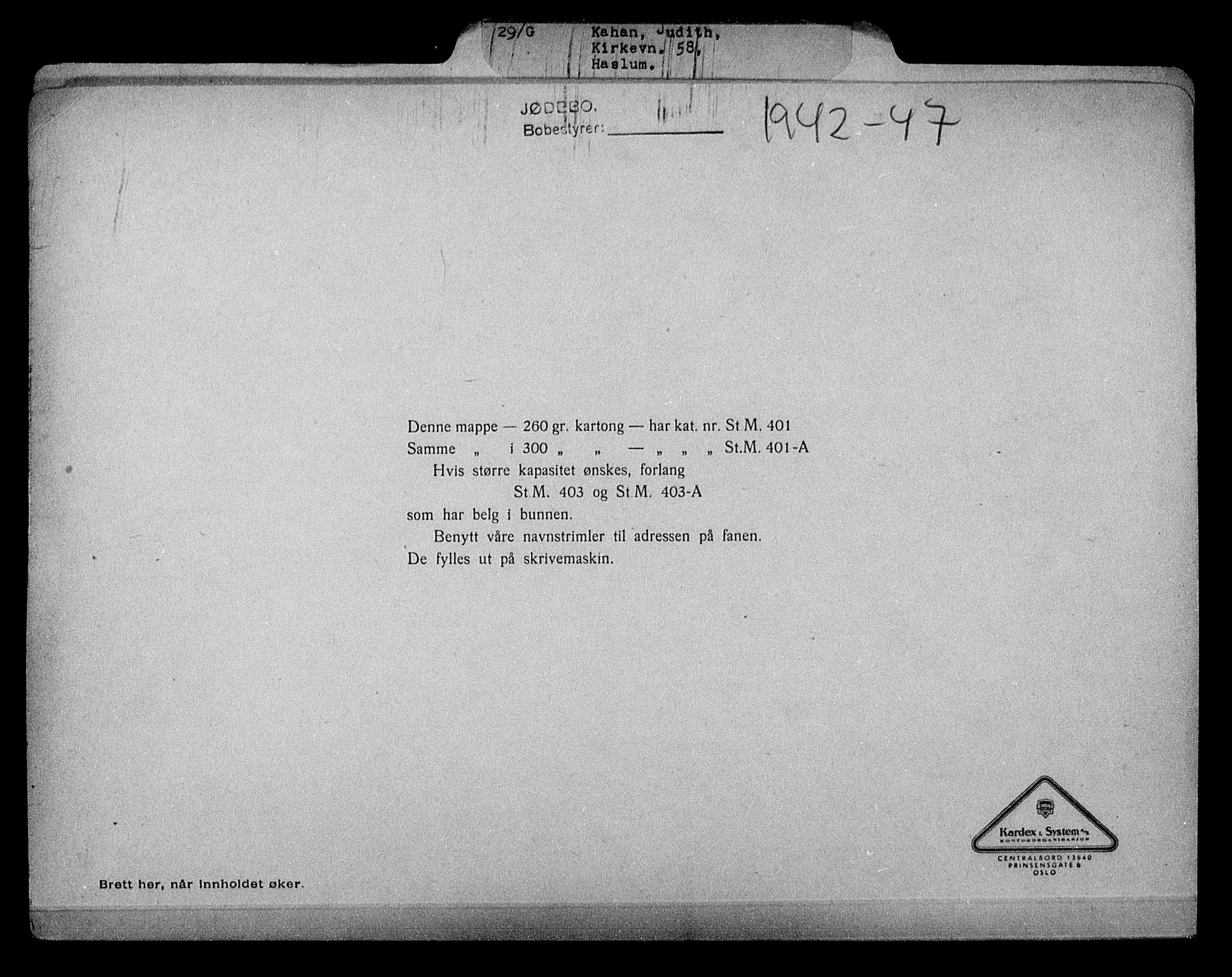 Justisdepartementet, Tilbakeføringskontoret for inndratte formuer, AV/RA-S-1564/H/Hc/Hcc/L0948: --, 1945-1947, p. 409