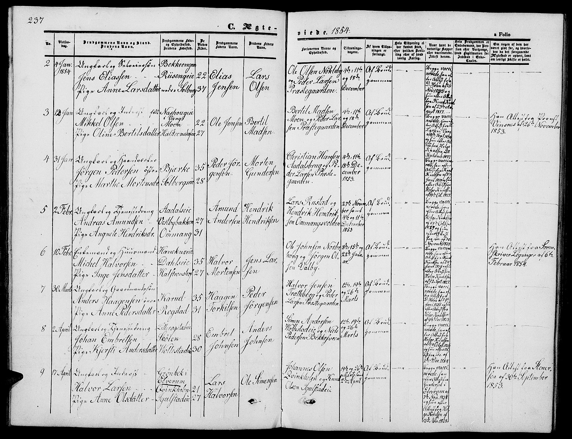 Løten prestekontor, AV/SAH-PREST-022/L/La/L0003: Parish register (copy) no. 3, 1850-1862, p. 237