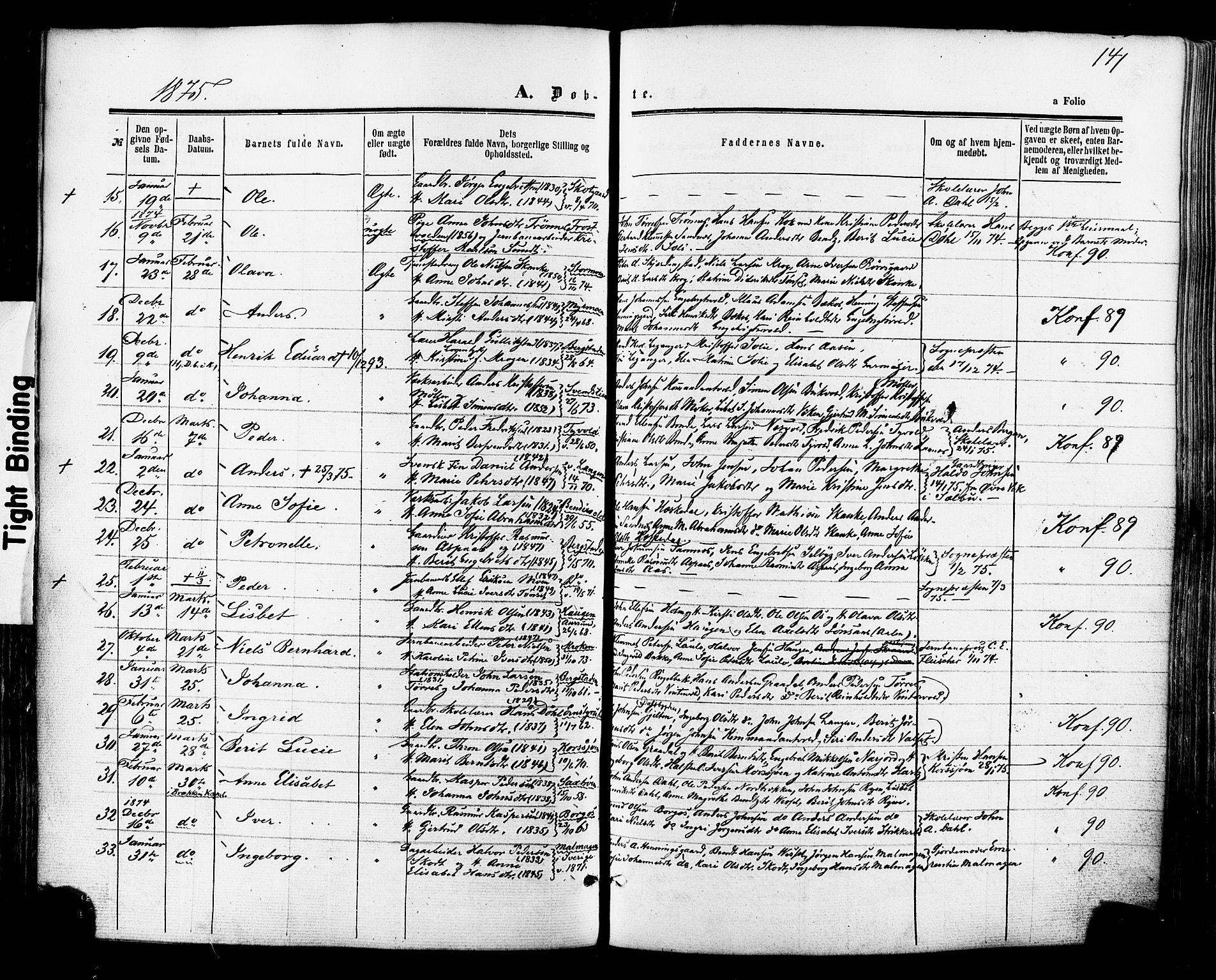 Ministerialprotokoller, klokkerbøker og fødselsregistre - Sør-Trøndelag, SAT/A-1456/681/L0932: Parish register (official) no. 681A10, 1860-1878, p. 141