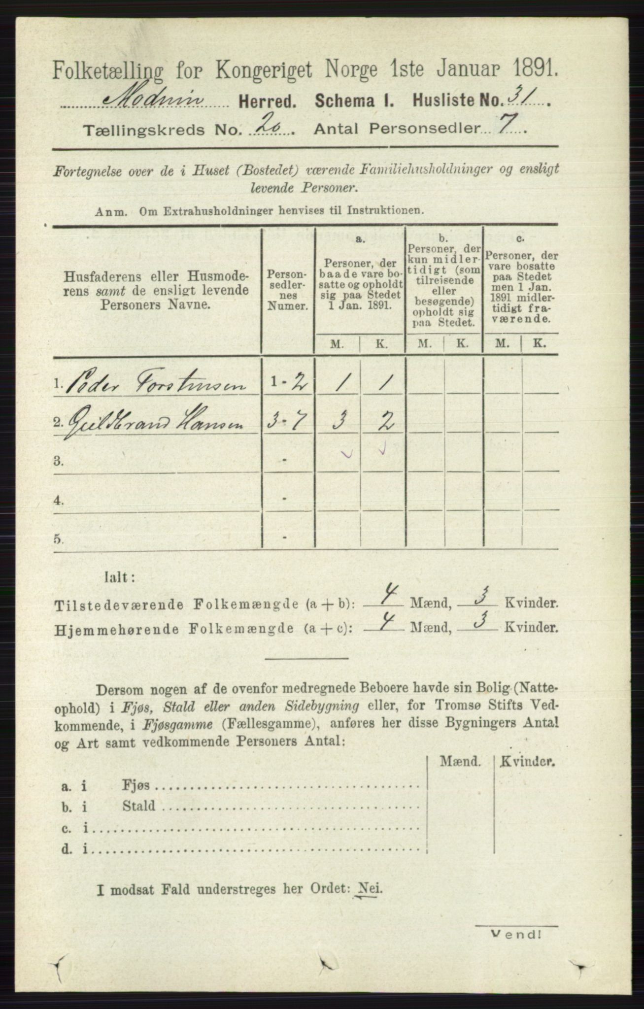 RA, 1891 census for 0623 Modum, 1891, p. 7792