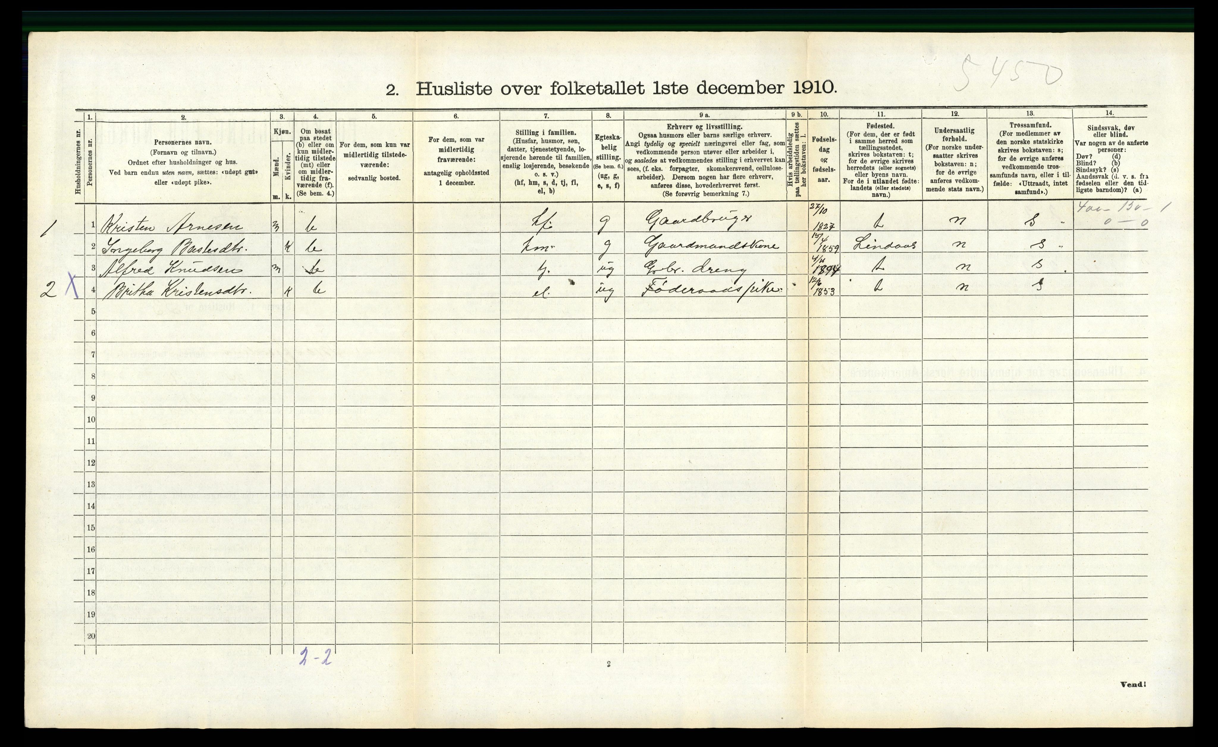 RA, 1910 census for Masfjorden, 1910, p. 449