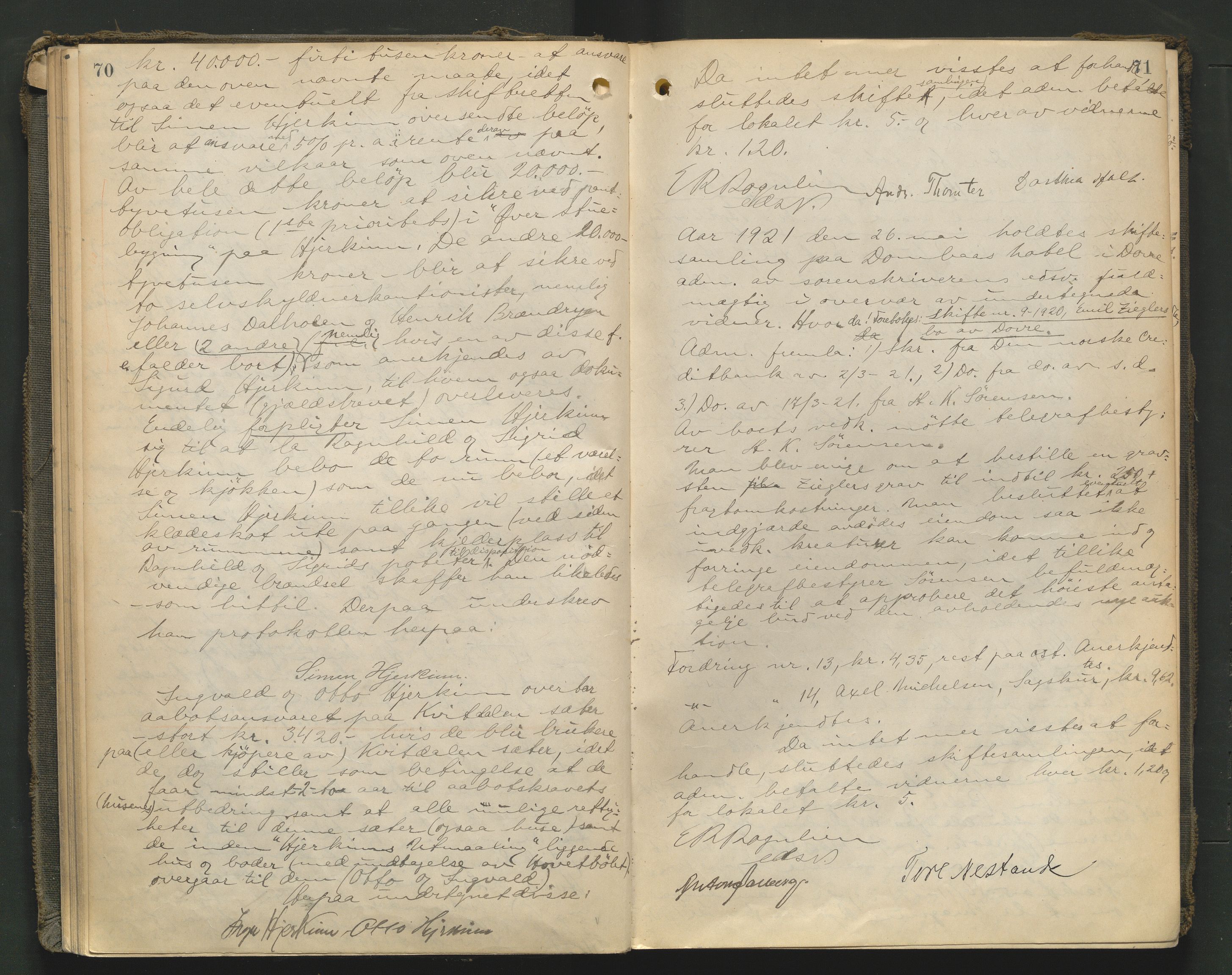 Nord-Gudbrandsdal tingrett, AV/SAH-TING-002/J/Jc/L0007: Skifteforhandlingsprotokoll, 1920-1926, p. 70-71