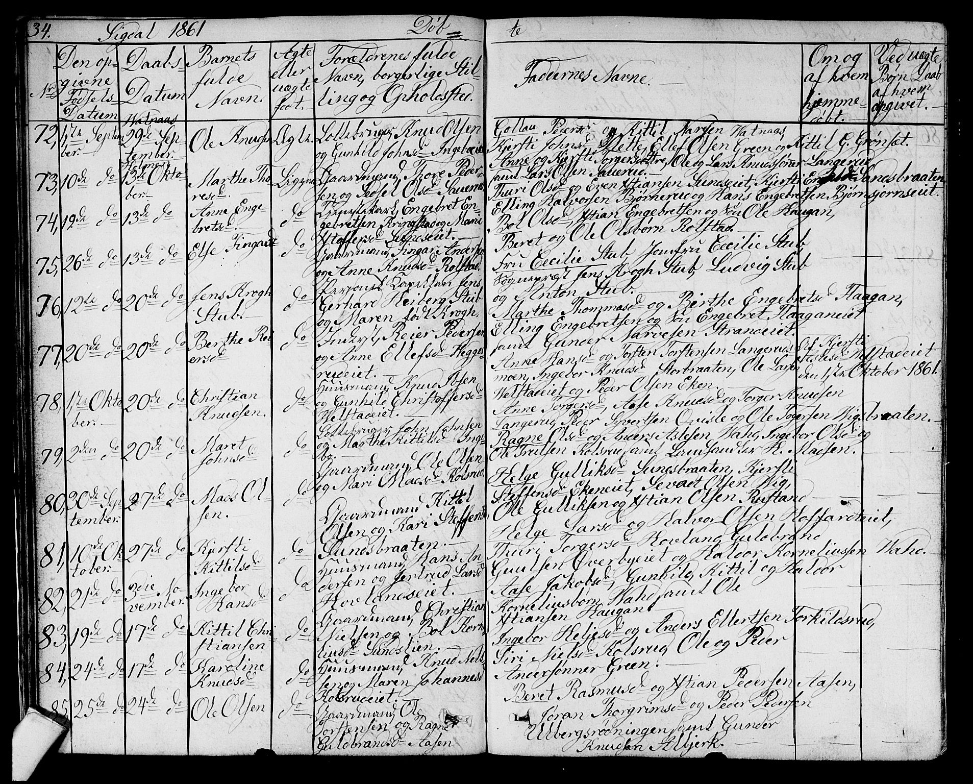 Sigdal kirkebøker, AV/SAKO-A-245/G/Ga/L0003: Parish register (copy) no. I 3, 1857-1878, p. 34