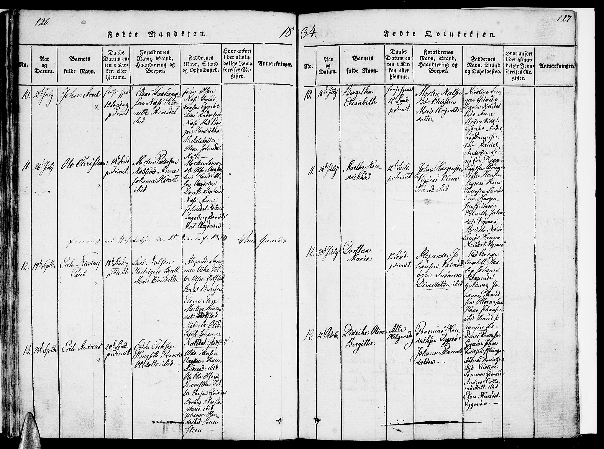 Ministerialprotokoller, klokkerbøker og fødselsregistre - Nordland, AV/SAT-A-1459/816/L0239: Parish register (official) no. 816A05, 1820-1845, p. 126-127