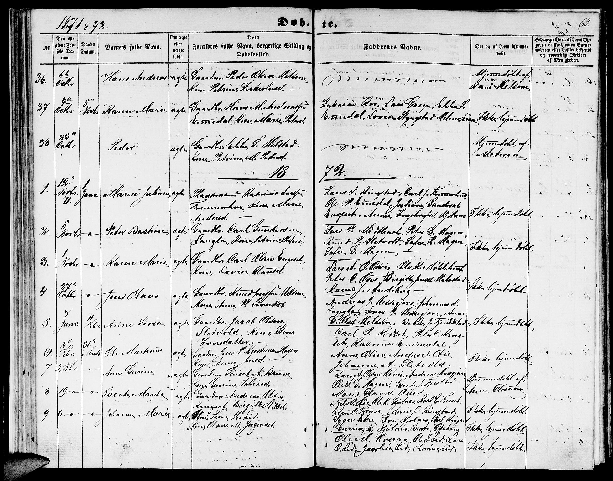 Ministerialprotokoller, klokkerbøker og fødselsregistre - Møre og Romsdal, AV/SAT-A-1454/520/L0291: Parish register (copy) no. 520C03, 1854-1881, p. 63