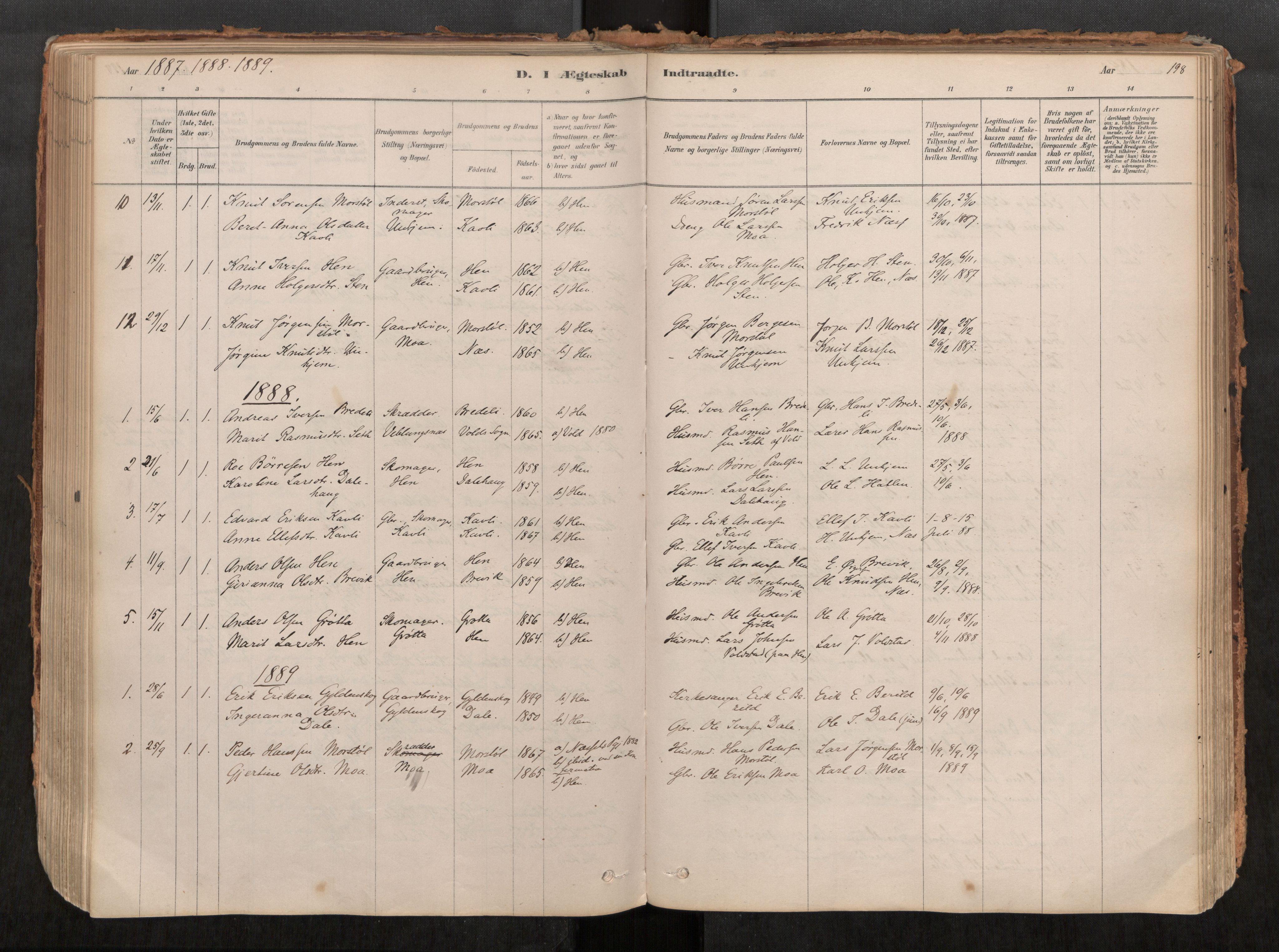 Ministerialprotokoller, klokkerbøker og fødselsregistre - Møre og Romsdal, SAT/A-1454/545/L0594: Parish register (official) no. 545A03, 1878-1920, p. 198