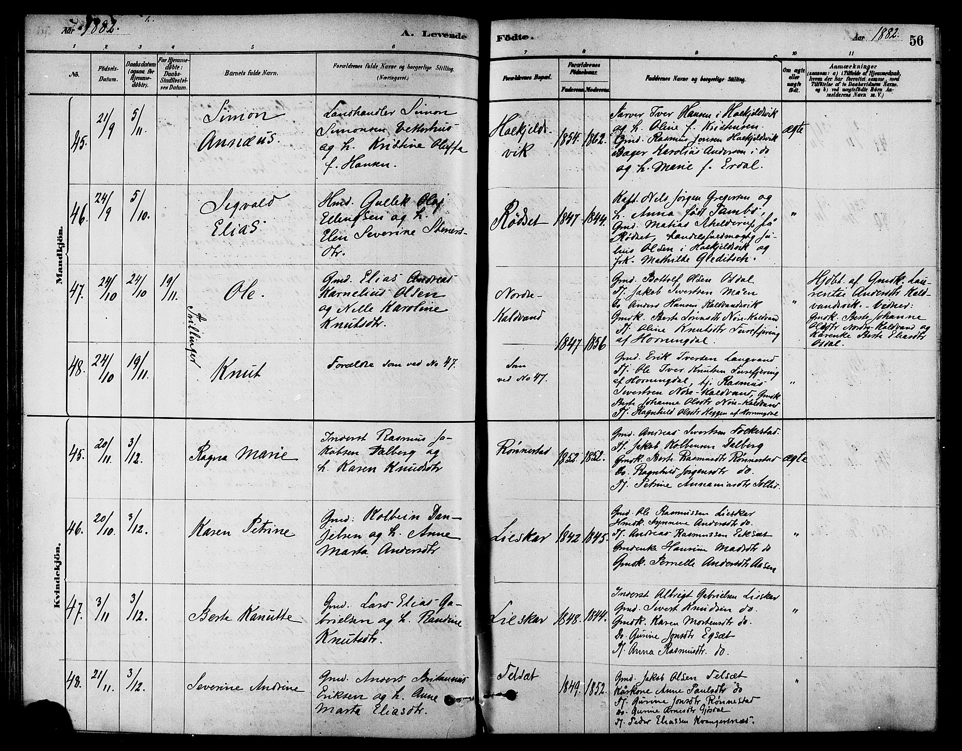 Ministerialprotokoller, klokkerbøker og fødselsregistre - Møre og Romsdal, AV/SAT-A-1454/511/L0141: Parish register (official) no. 511A08, 1878-1890, p. 56