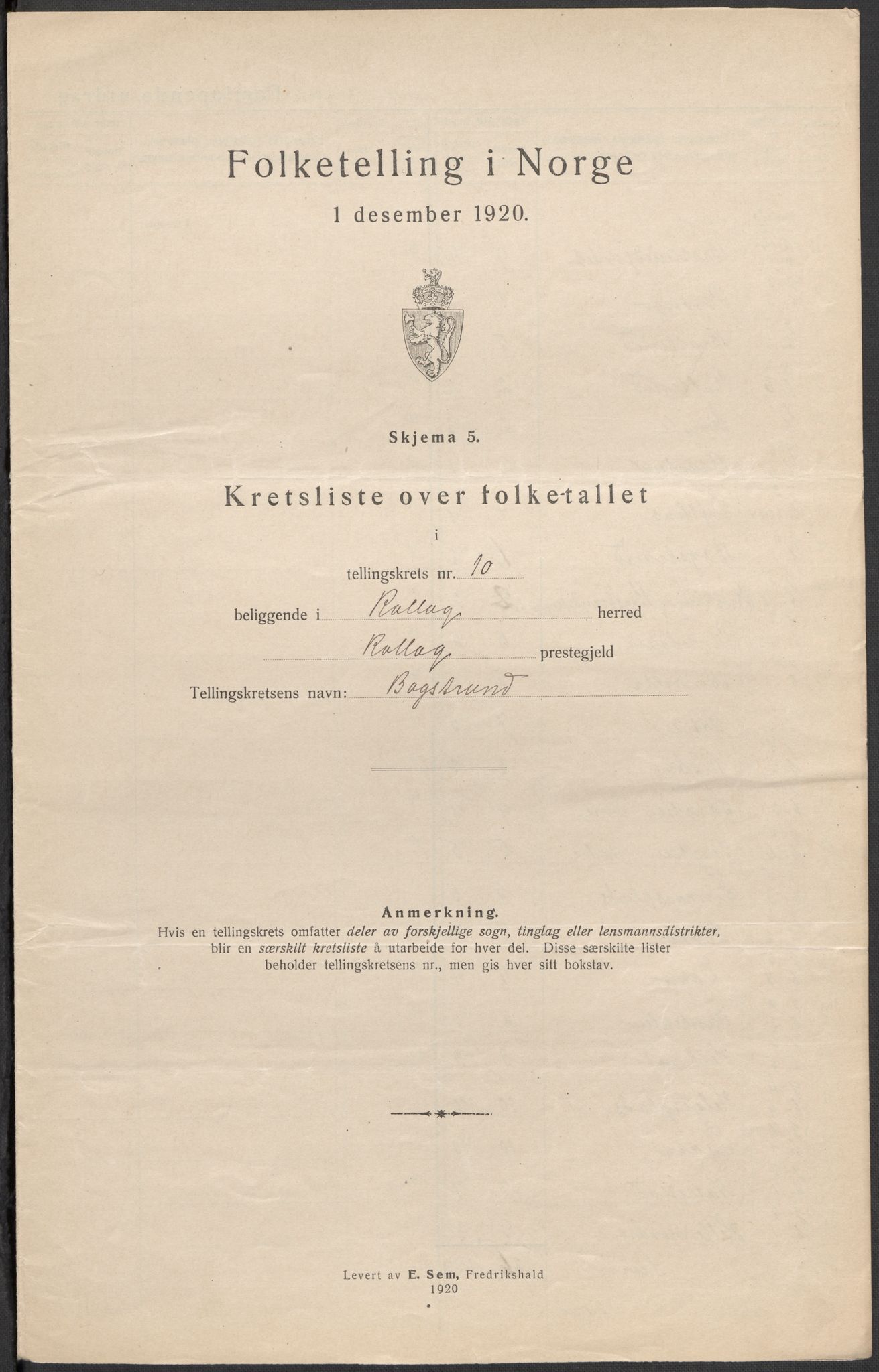 SAKO, 1920 census for Rollag, 1920, p. 34