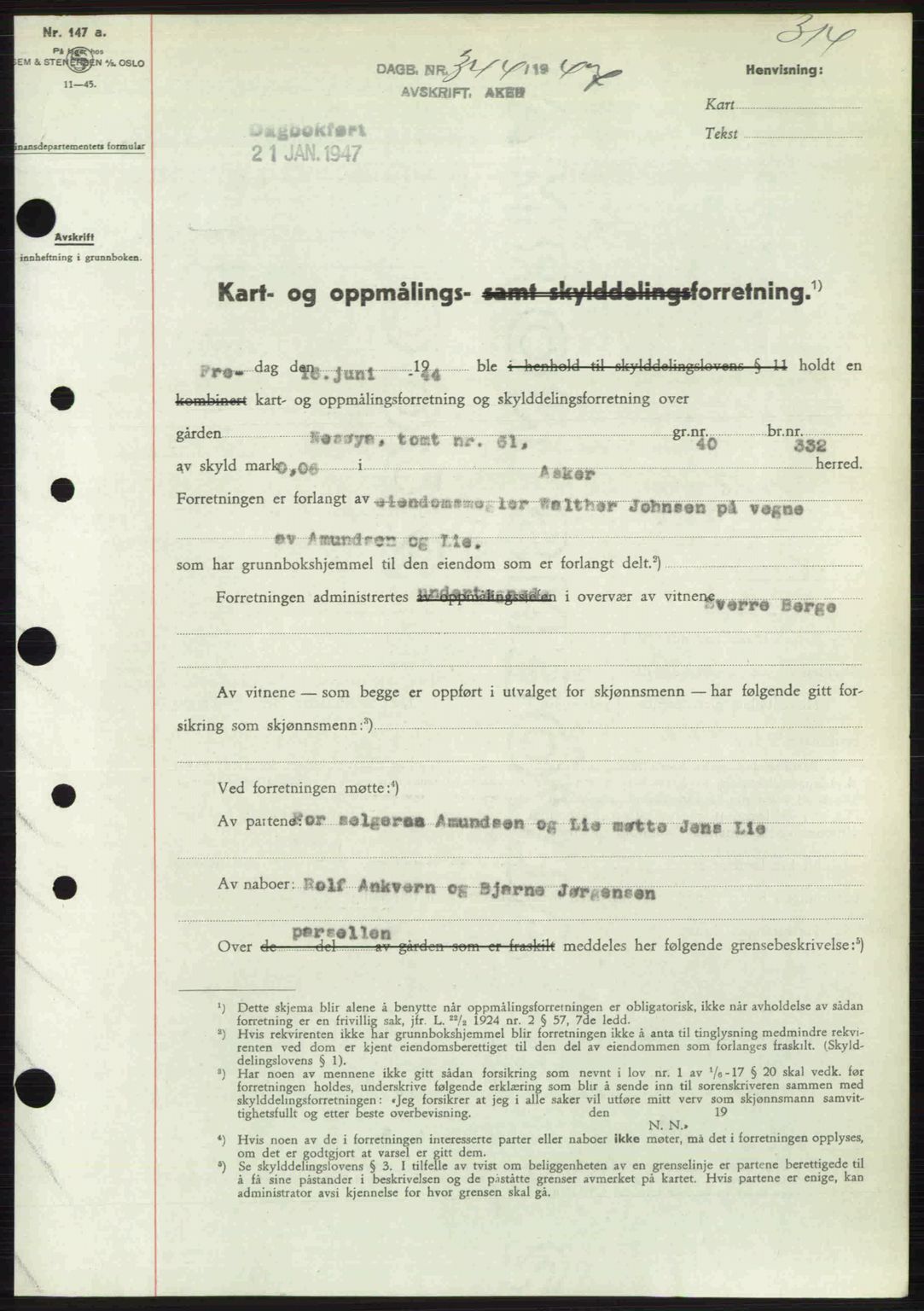 Aker herredsskriveri, AV/SAO-A-10896/G/Gb/Gbb/Gbbb/L0036: Mortgage book no. A82, 1946-1947, Diary no: : 344/1947