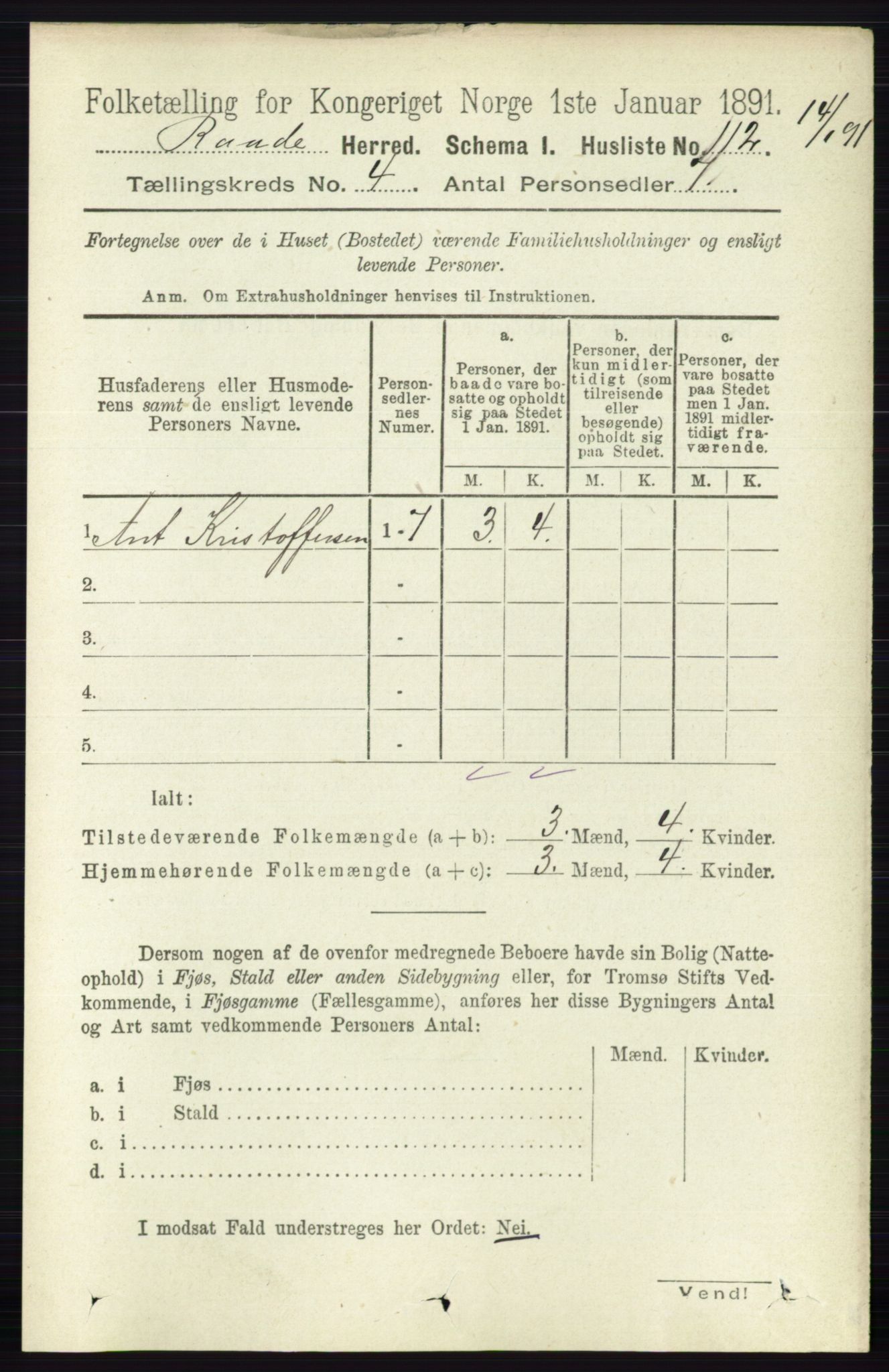 RA, 1891 census for 0135 Råde, 1891, p. 1850