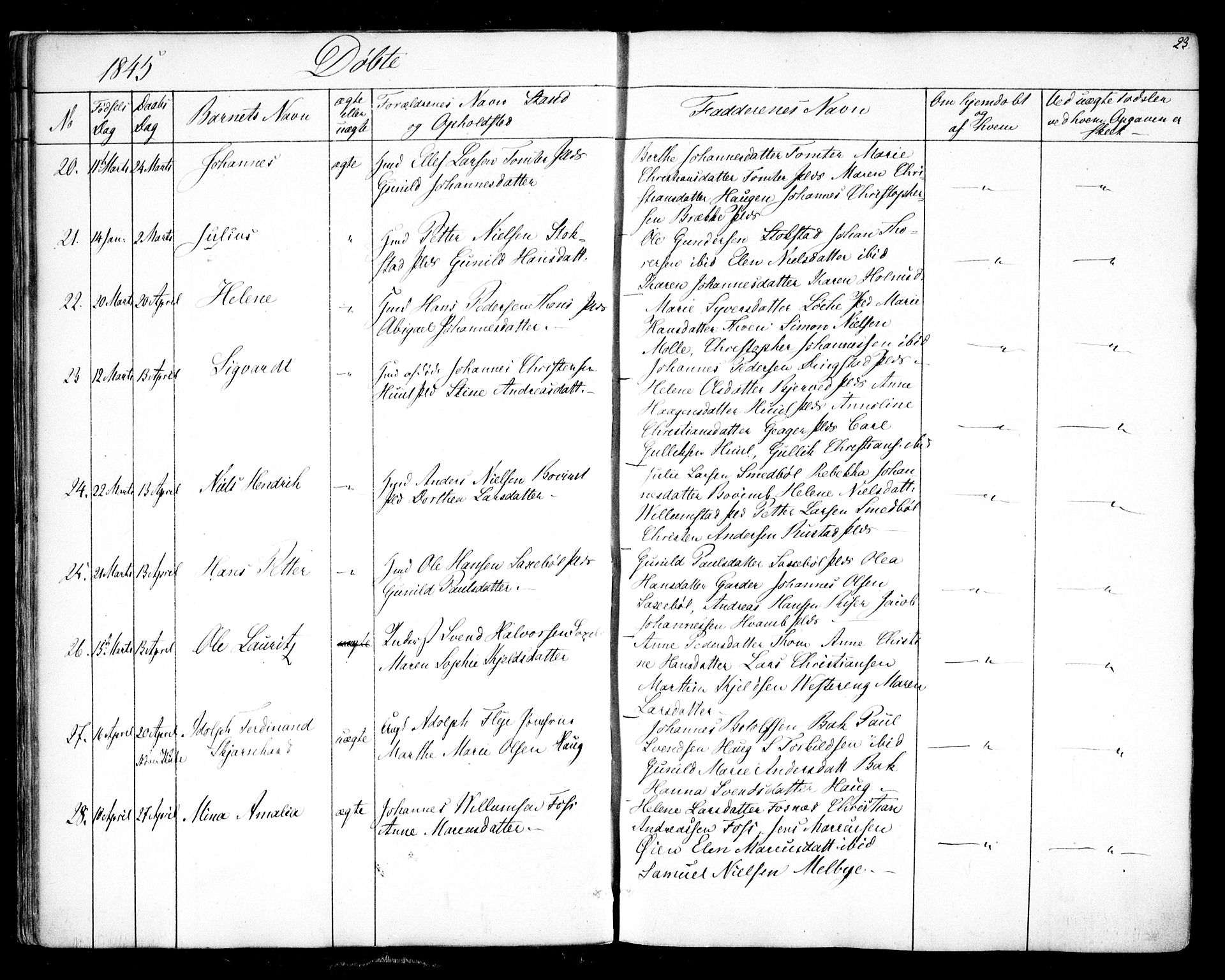 Hobøl prestekontor Kirkebøker, AV/SAO-A-2002/F/Fa/L0003: Parish register (official) no. I 3, 1842-1864, p. 23