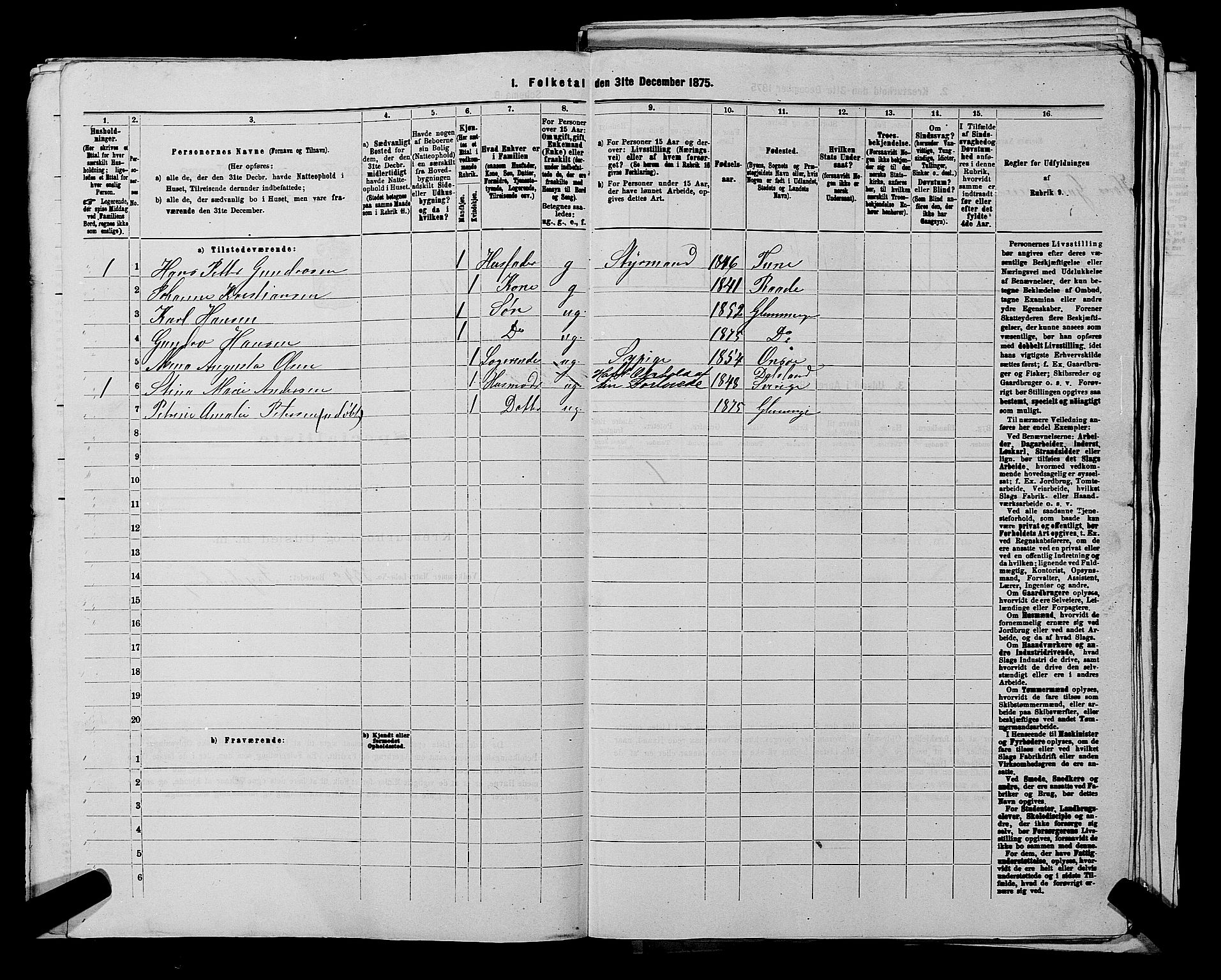 RA, 1875 census for 0132L Fredrikstad/Glemmen, 1875, p. 649