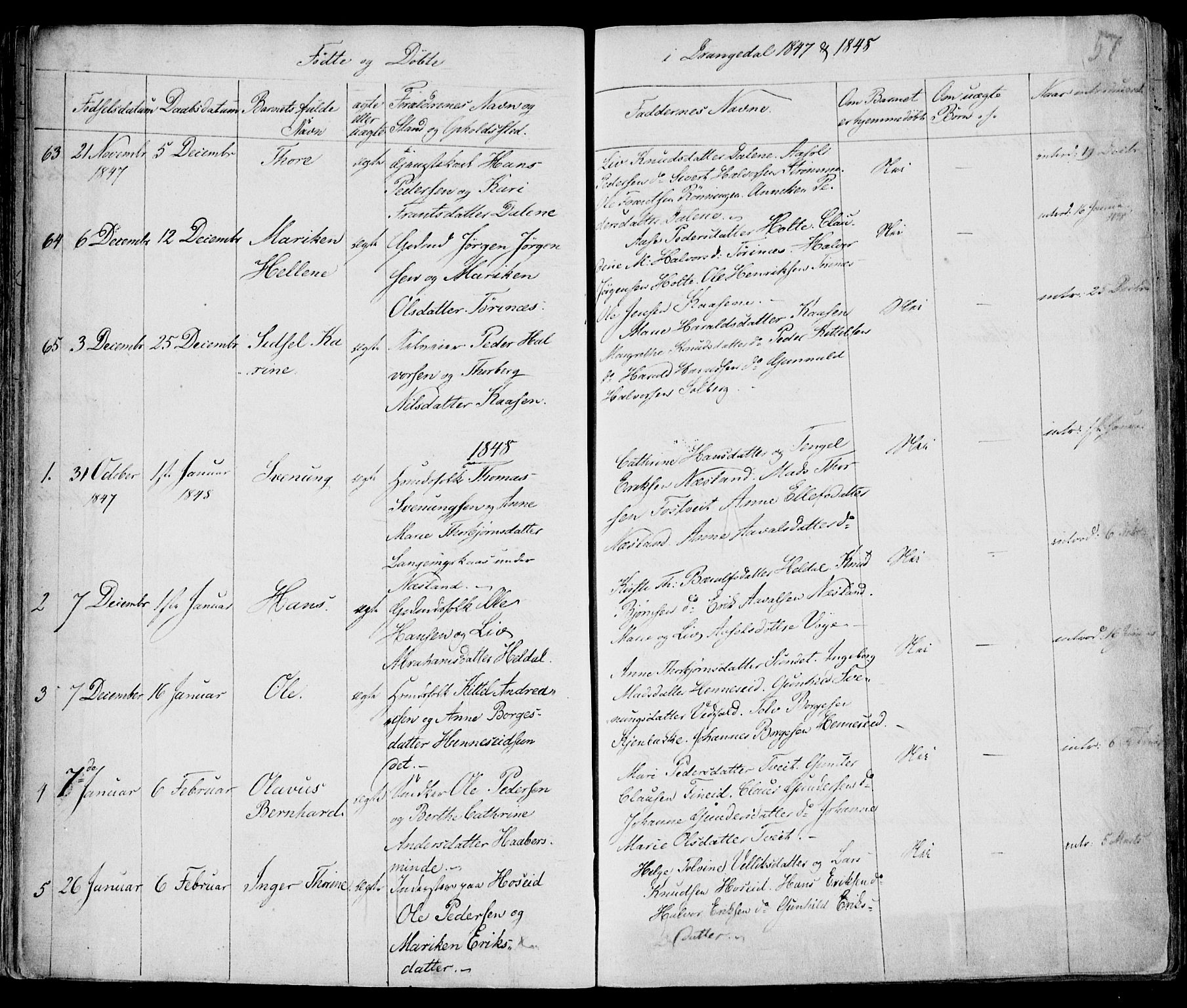 Drangedal kirkebøker, SAKO/A-258/F/Fa/L0007a: Parish register (official) no. 7a, 1837-1856, p. 57