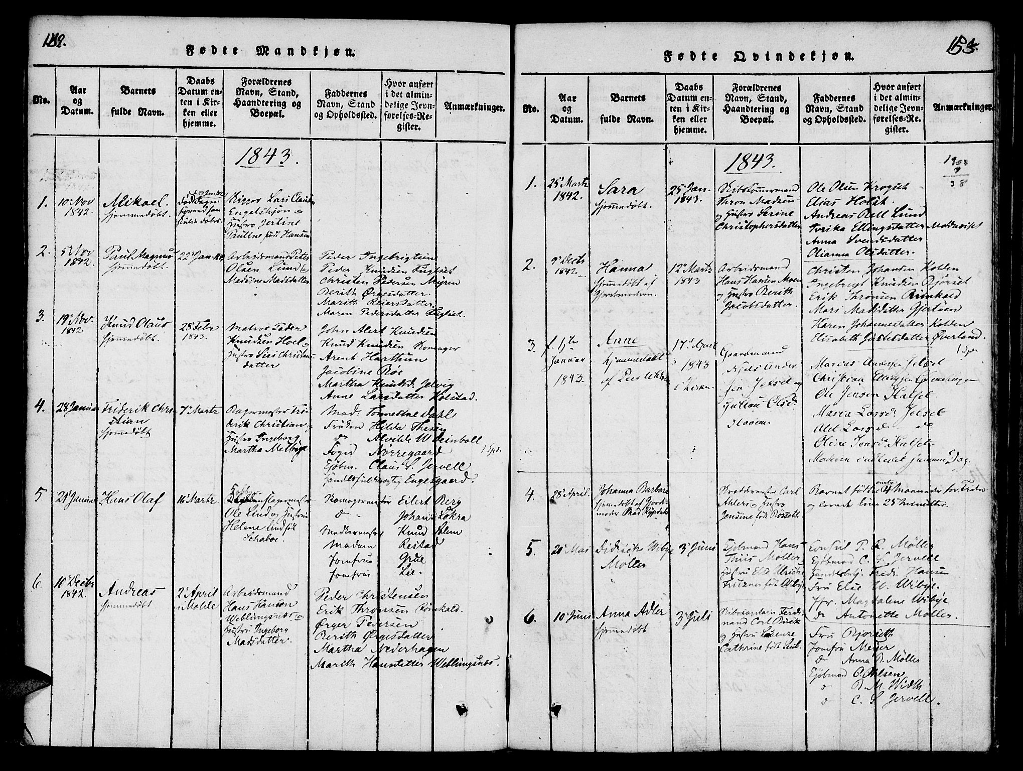 Ministerialprotokoller, klokkerbøker og fødselsregistre - Møre og Romsdal, SAT/A-1454/558/L0688: Parish register (official) no. 558A02, 1818-1843, p. 152-153