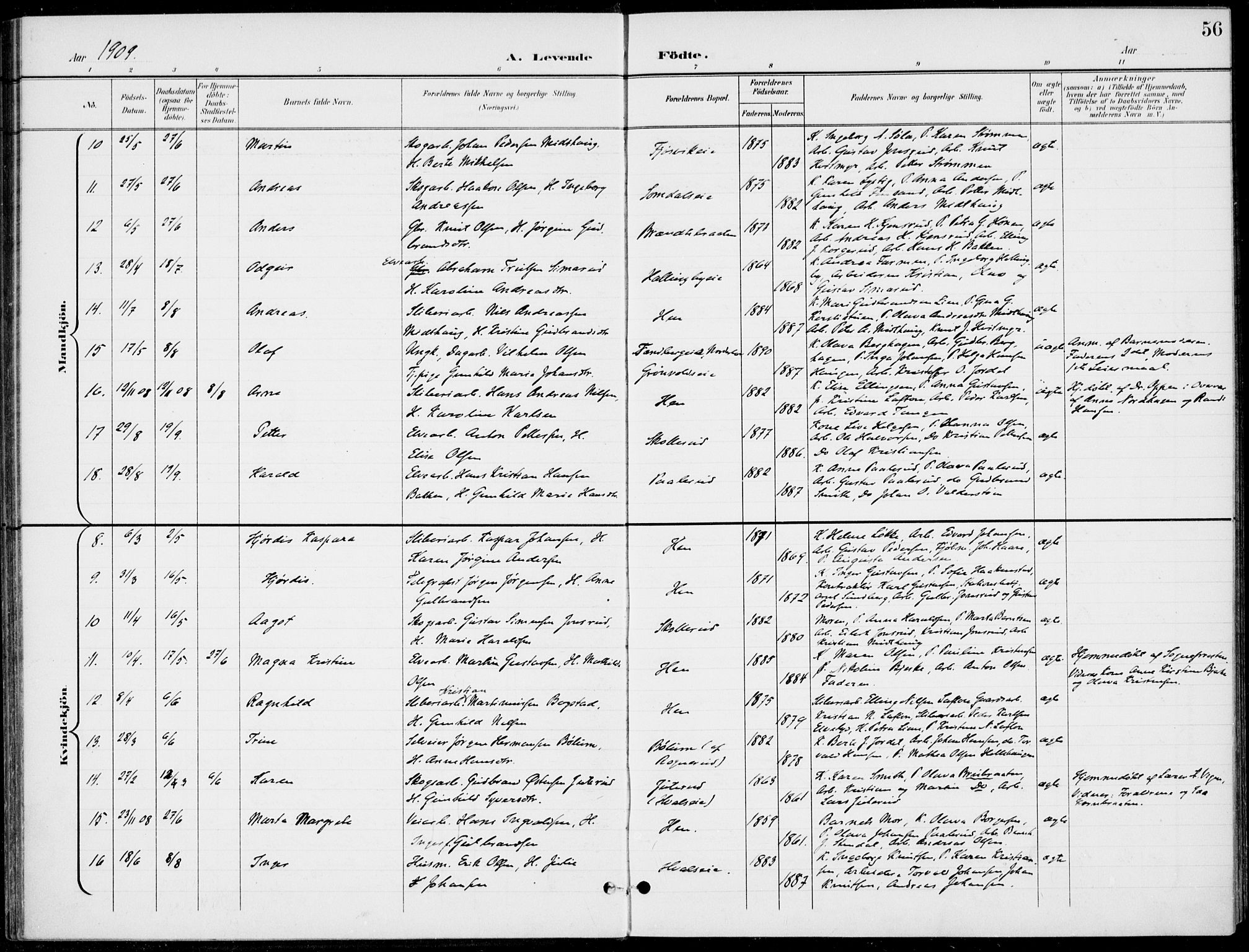 Ådal kirkebøker, SAKO/A-248/F/Fb/L0002: Parish register (official) no. II 2, 1898-1917, p. 56