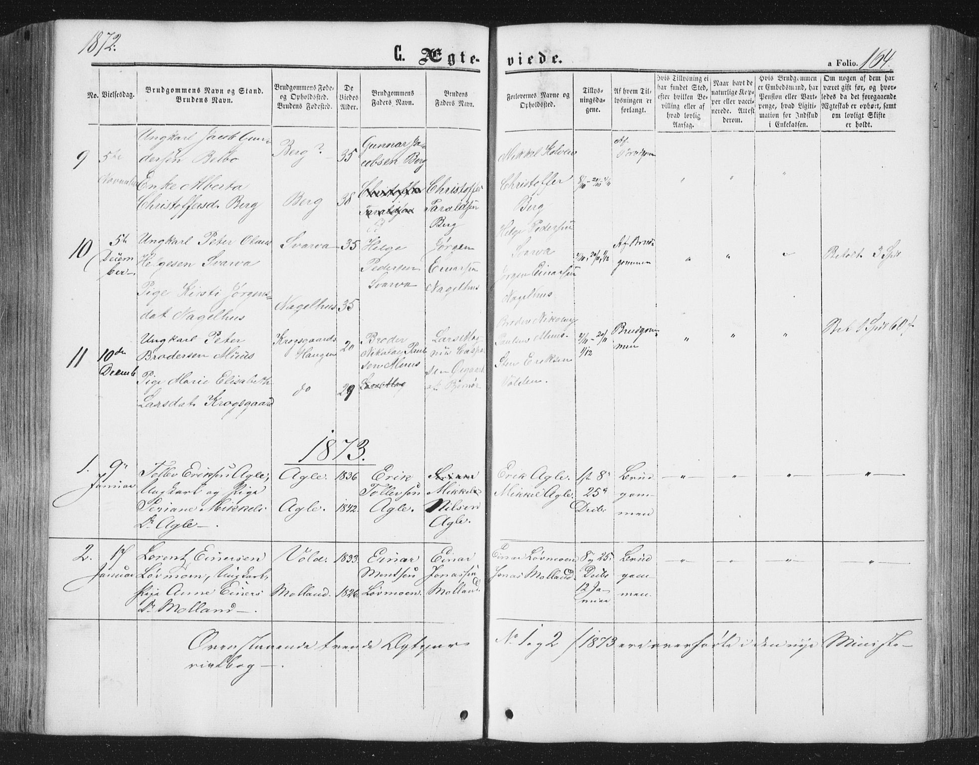 Ministerialprotokoller, klokkerbøker og fødselsregistre - Nord-Trøndelag, SAT/A-1458/749/L0472: Parish register (official) no. 749A06, 1857-1873, p. 164