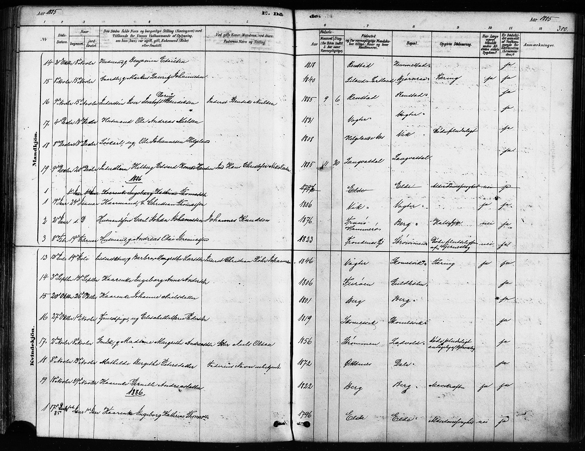 Kvæfjord sokneprestkontor, SATØ/S-1323/G/Ga/Gaa/L0005kirke: Parish register (official) no. 5, 1878-1894, p. 300