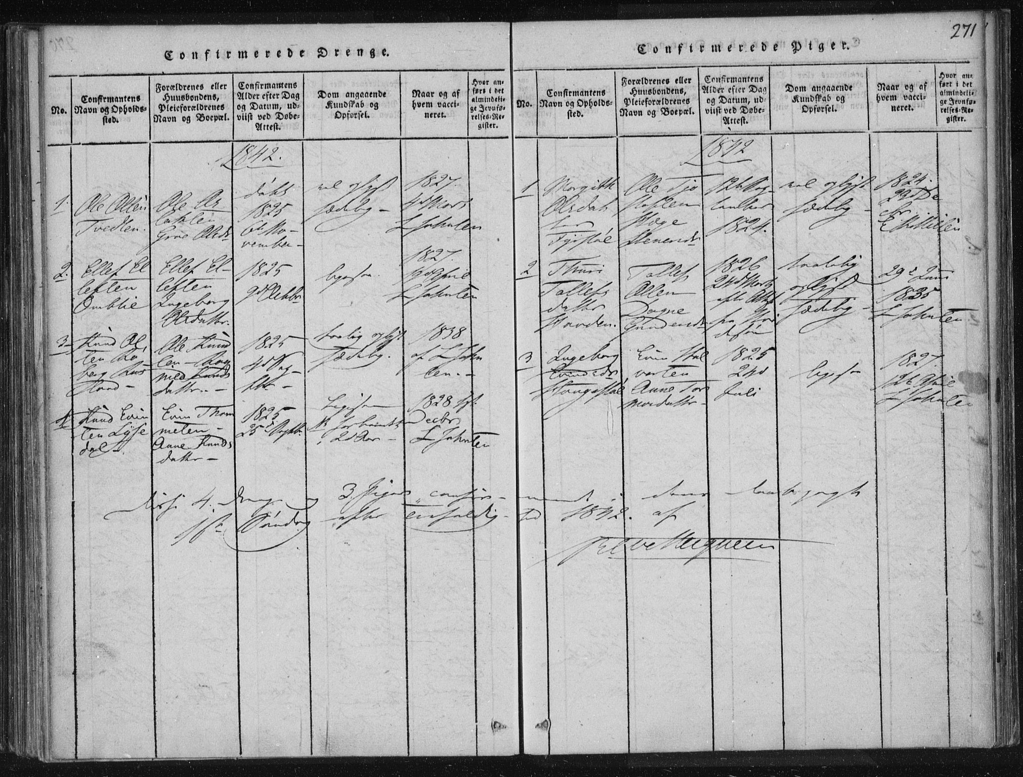 Lårdal kirkebøker, SAKO/A-284/F/Fc/L0001: Parish register (official) no. III 1, 1815-1860, p. 271