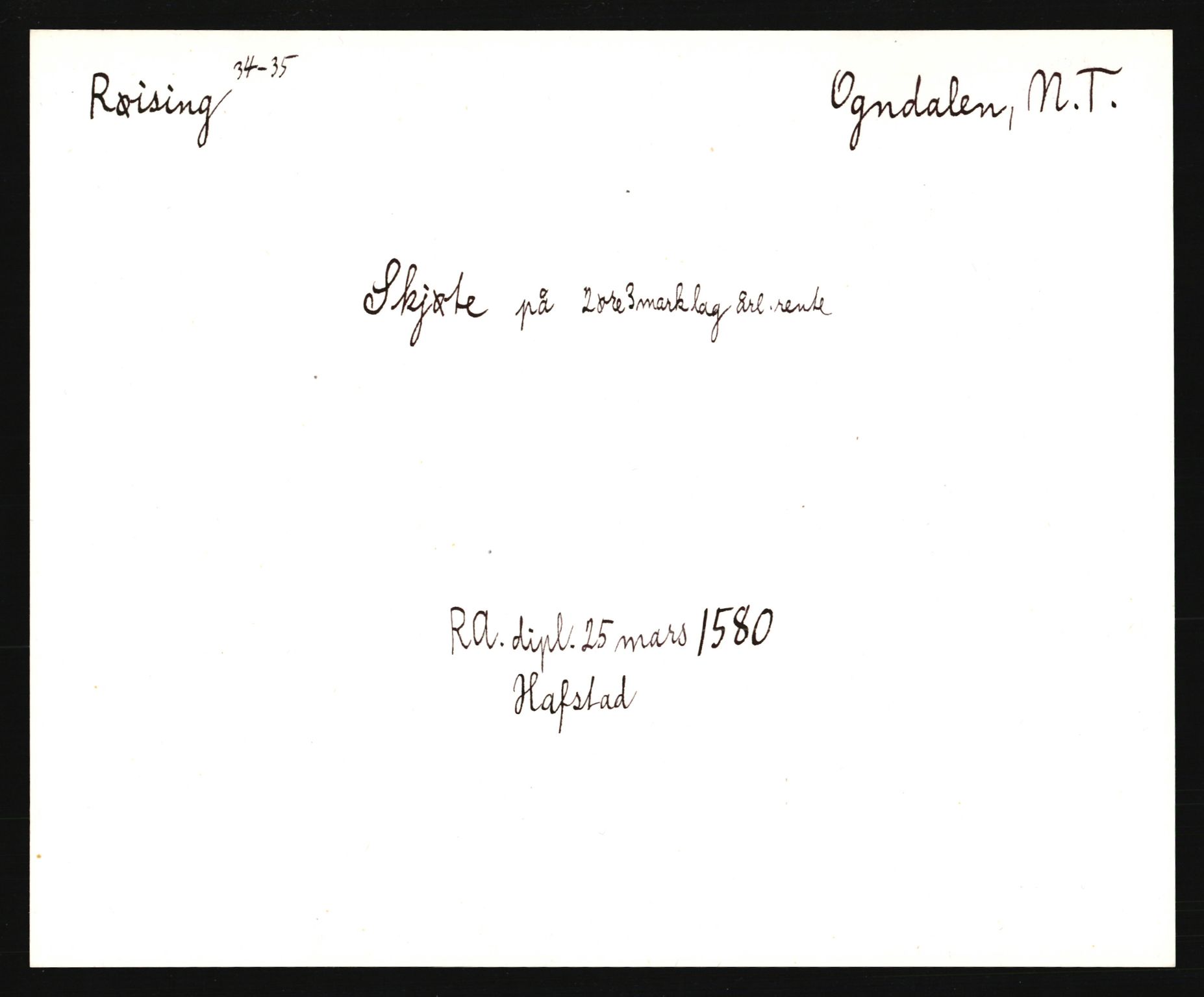 Riksarkivets diplomsamling, AV/RA-EA-5965/F35/F35e/L0033: Registreringssedler Nord-Trøndelag, 1400-1700, p. 135