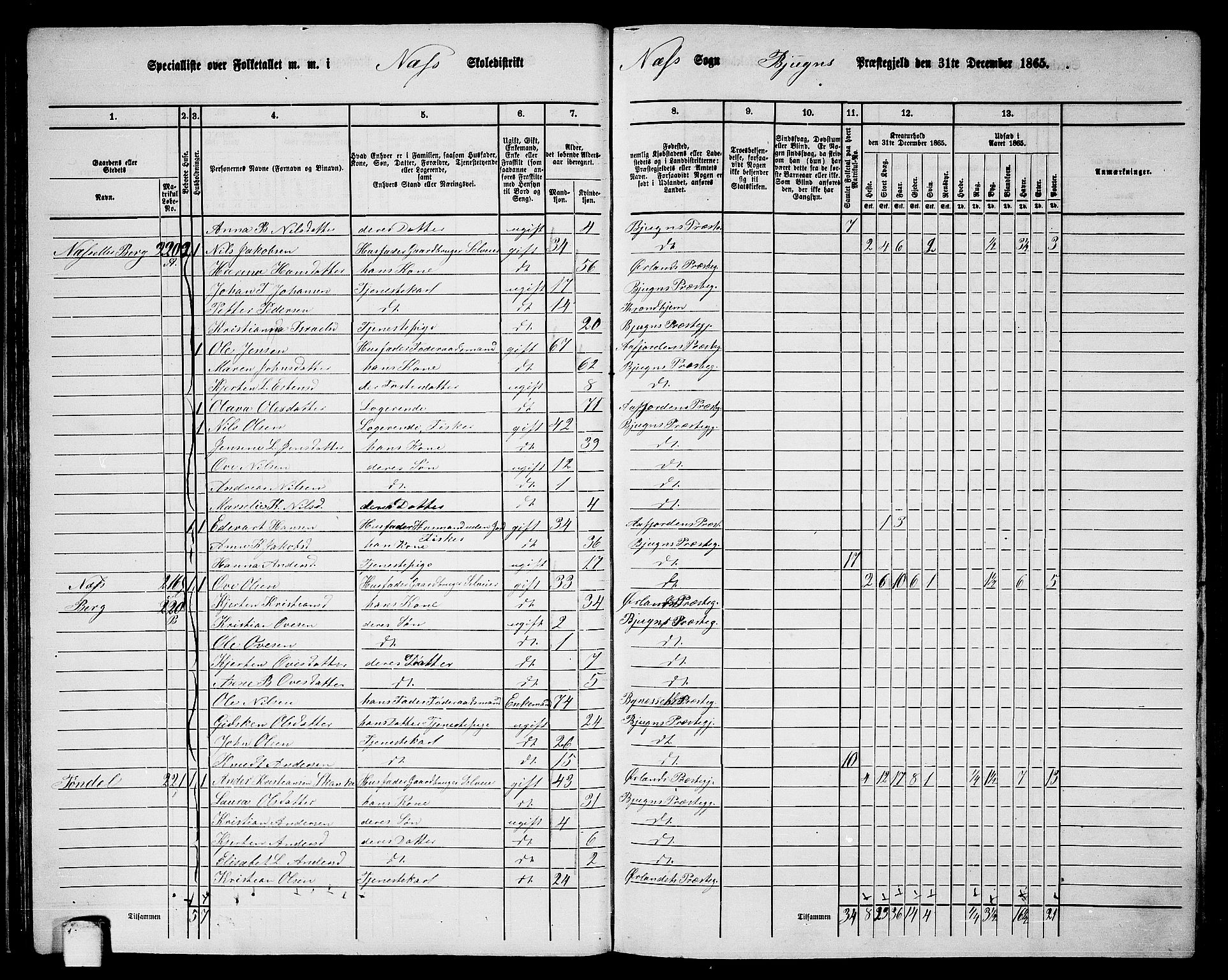 RA, 1865 census for Bjugn, 1865, p. 38