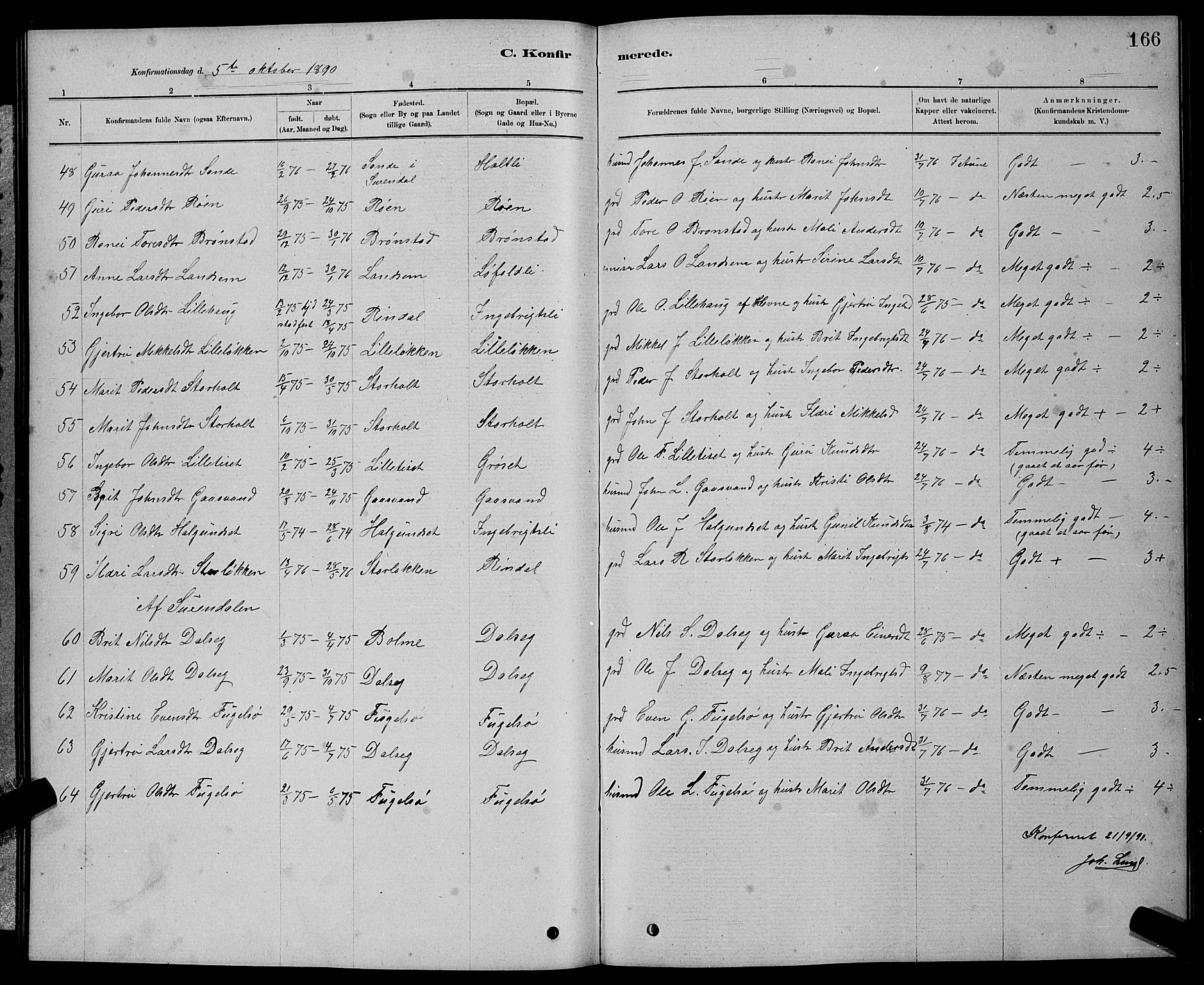 Ministerialprotokoller, klokkerbøker og fødselsregistre - Møre og Romsdal, AV/SAT-A-1454/598/L1077: Parish register (copy) no. 598C02, 1879-1891, p. 166