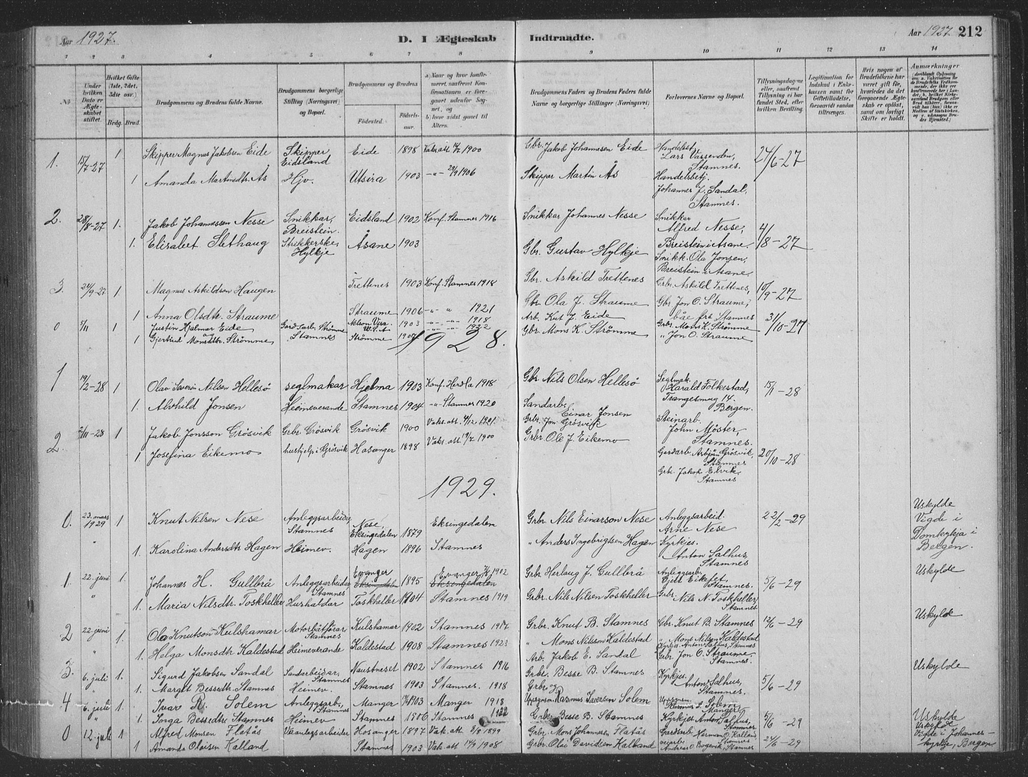 Vaksdal Sokneprestembete, AV/SAB-A-78901/H/Hab: Parish register (copy) no. D 1, 1878-1939, p. 212
