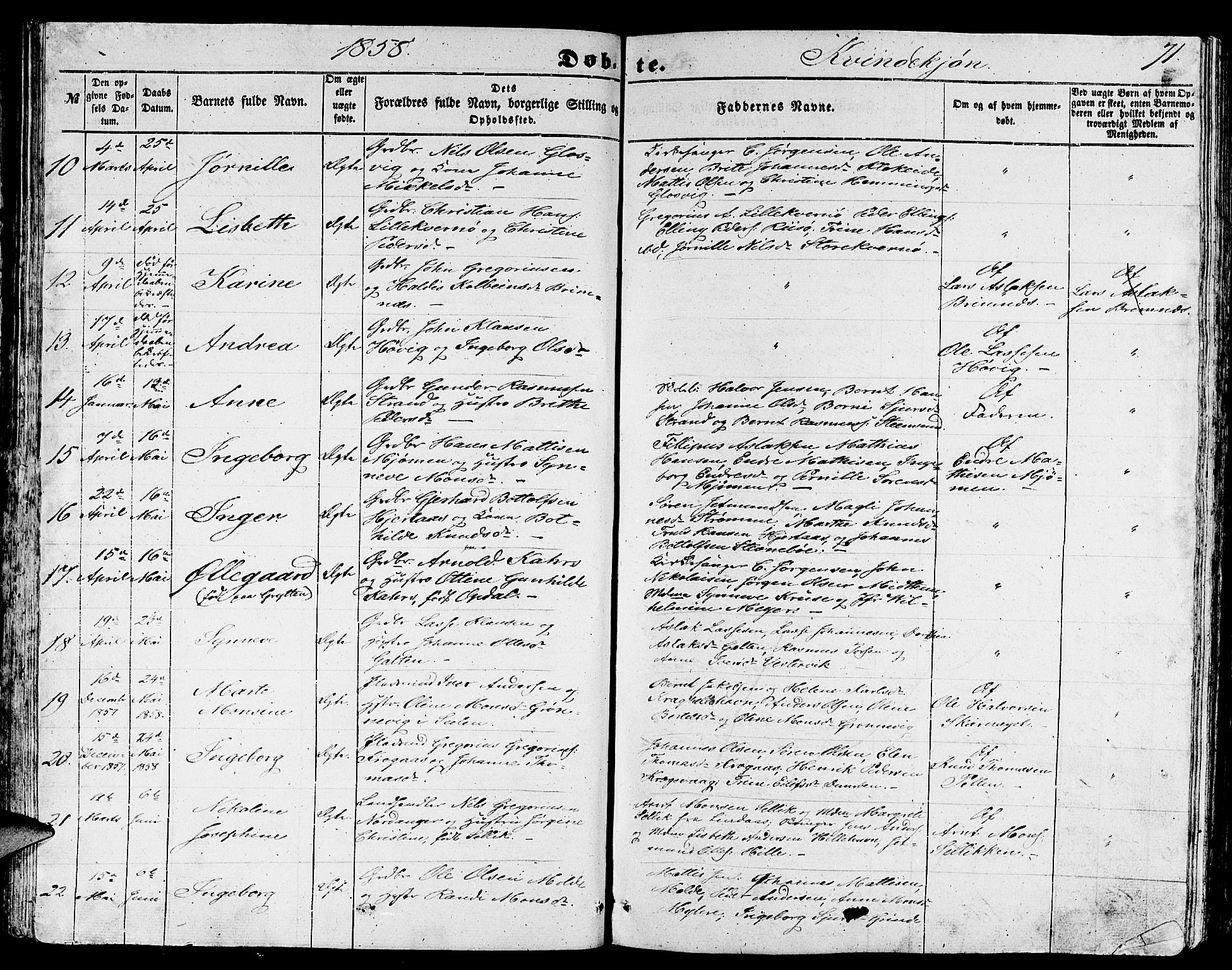 Gulen sokneprestembete, SAB/A-80201/H/Hab/Habb/L0001: Parish register (copy) no. B 1, 1854-1866, p. 71