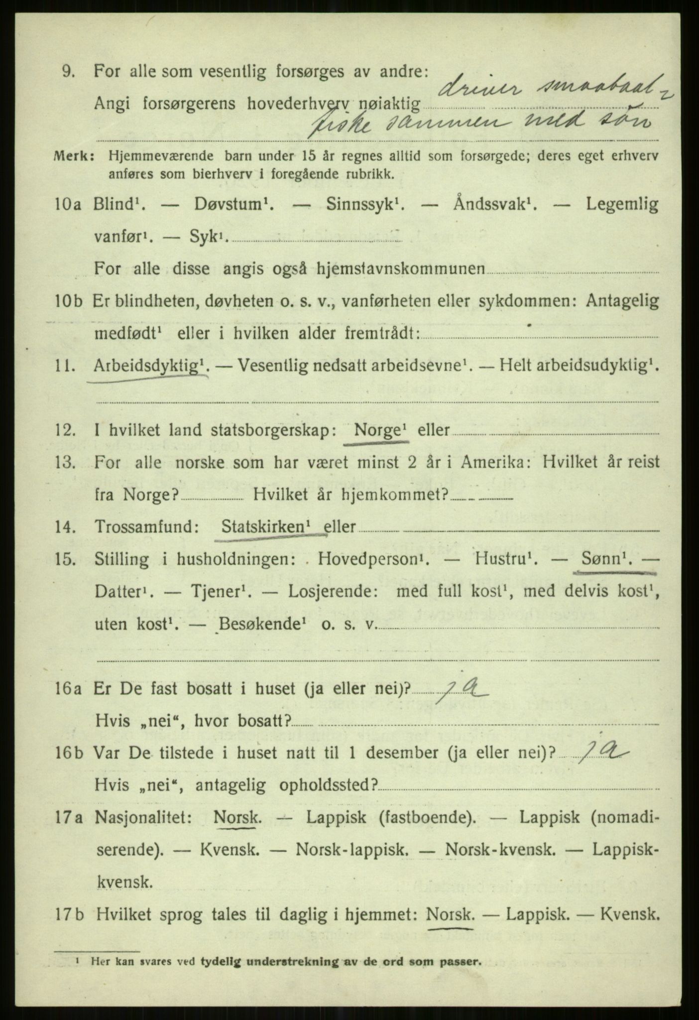 SATØ, 1920 census for Karlsøy, 1920, p. 5240