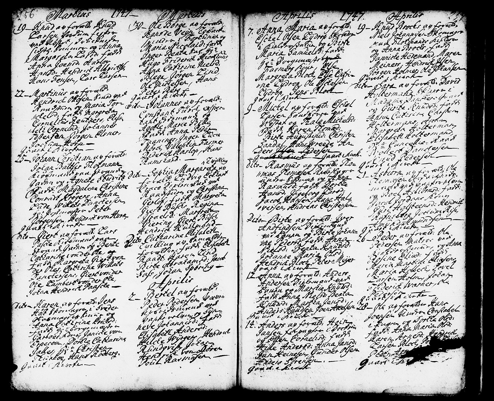 Domkirken sokneprestembete, AV/SAB-A-74801/H/Haa/L0002: Parish register (official) no. A 2, 1733-1750, p. 256-257