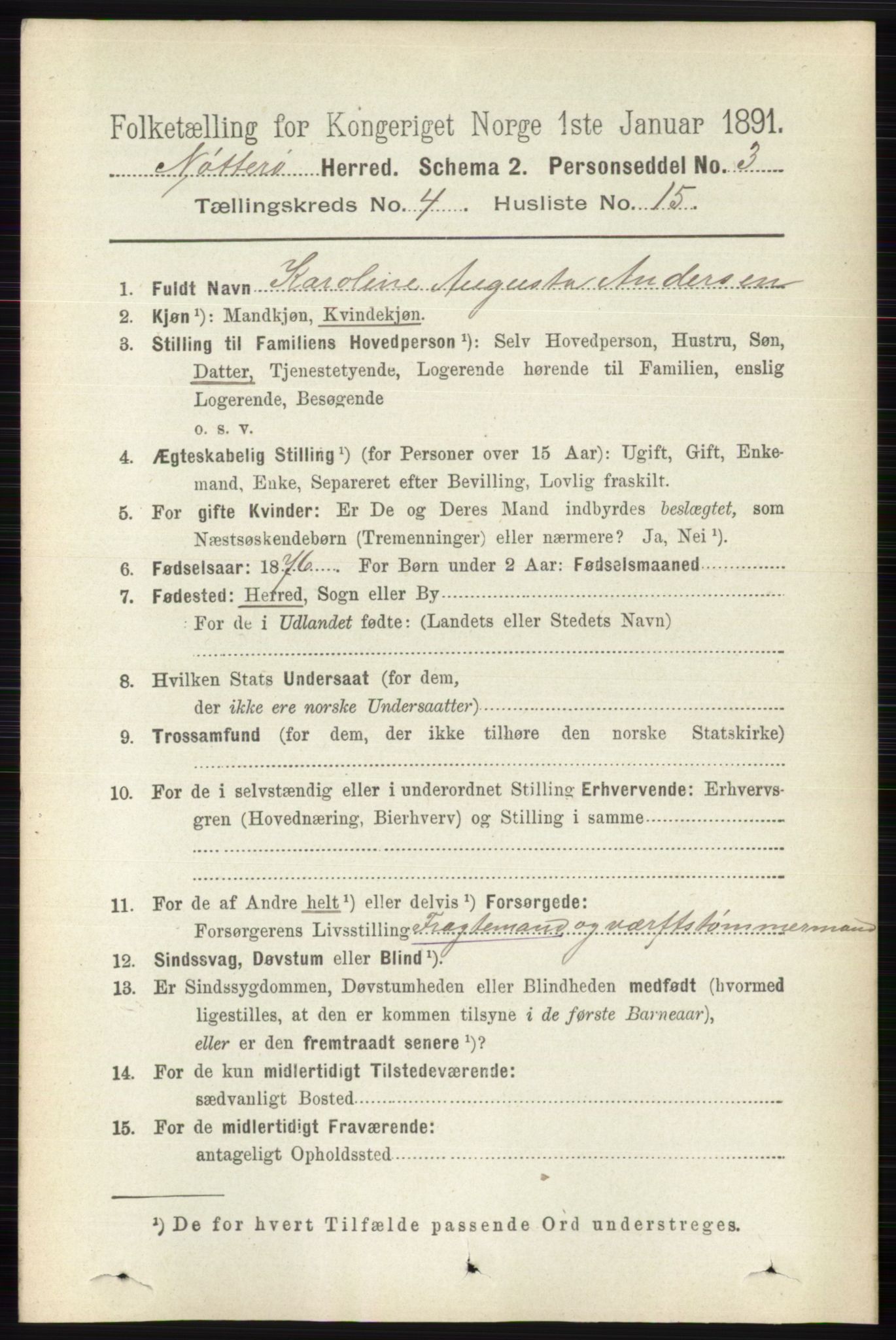 RA, 1891 census for 0722 Nøtterøy, 1891, p. 2115